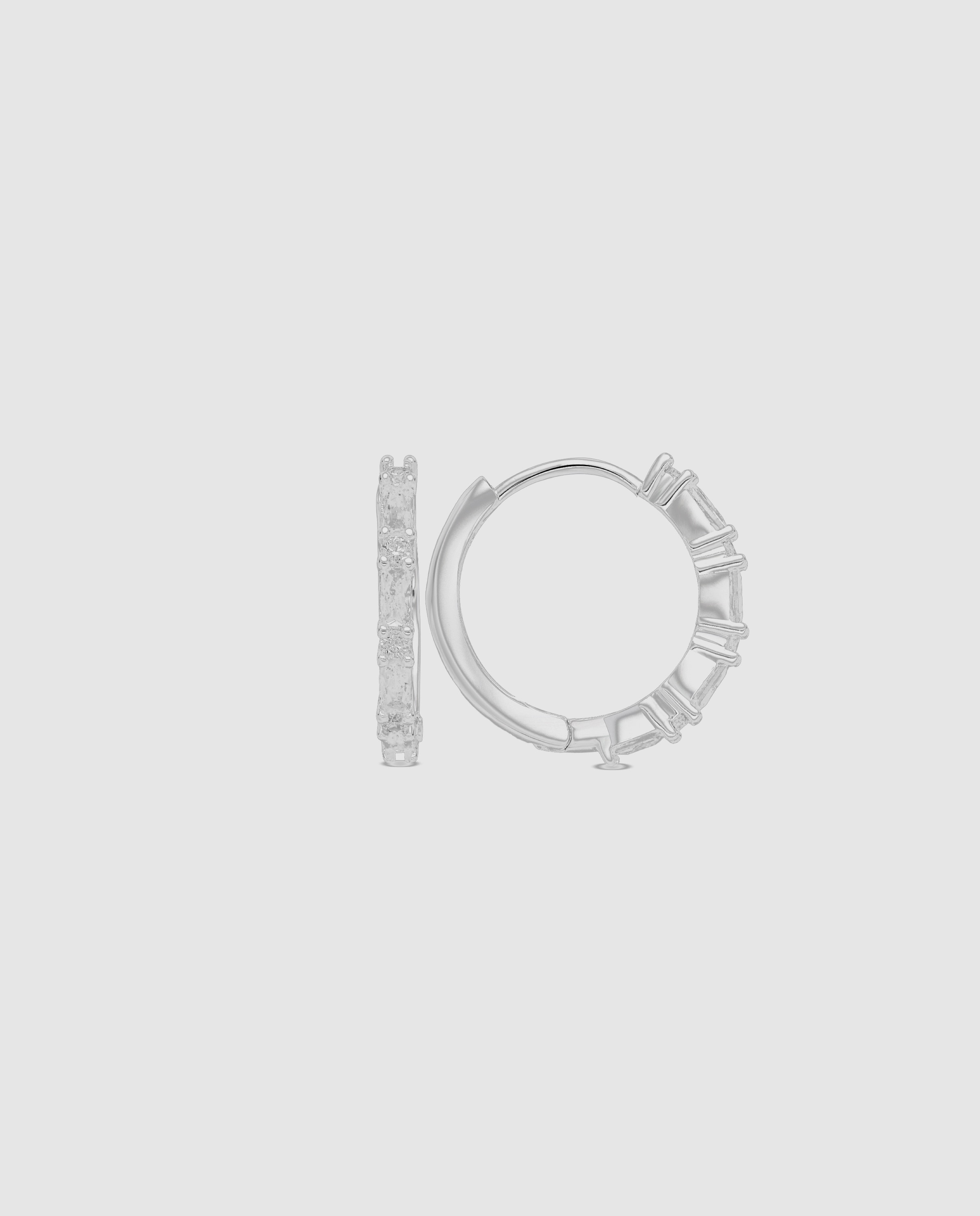 Pendientes de aro basic con circonita acabados en rodio - Luxenter - Blanco Blanco-1