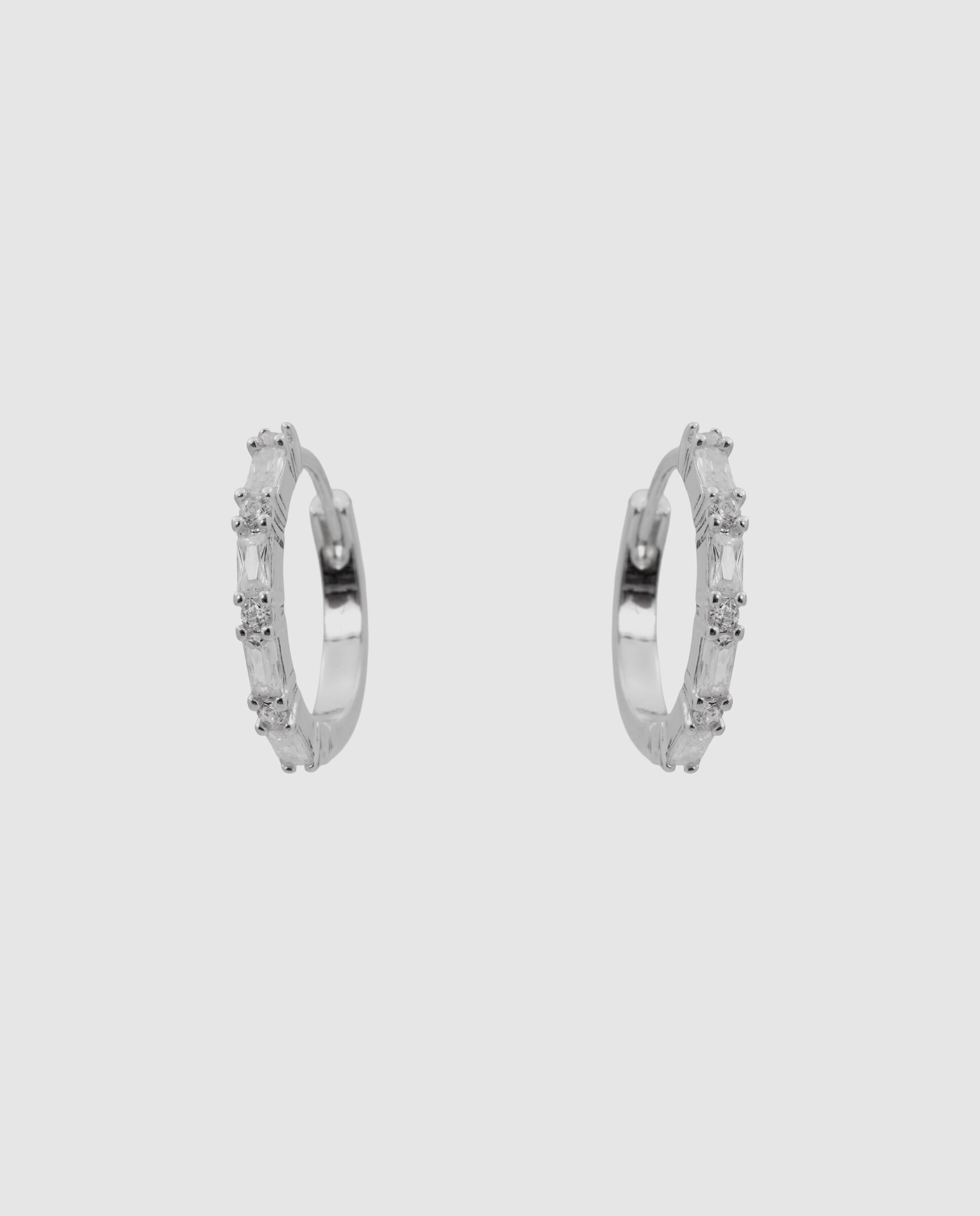 Pendientes de aro basic con circonita acabados en rodio - Luxenter - Blanco Blanco-3
