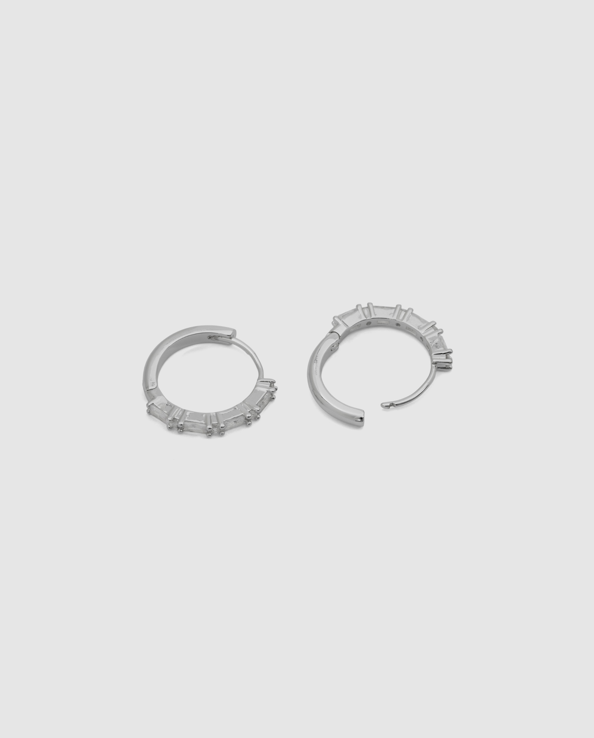Pendientes de aro basic con circonita acabados en rodio - Luxenter - Blanco Blanco-6