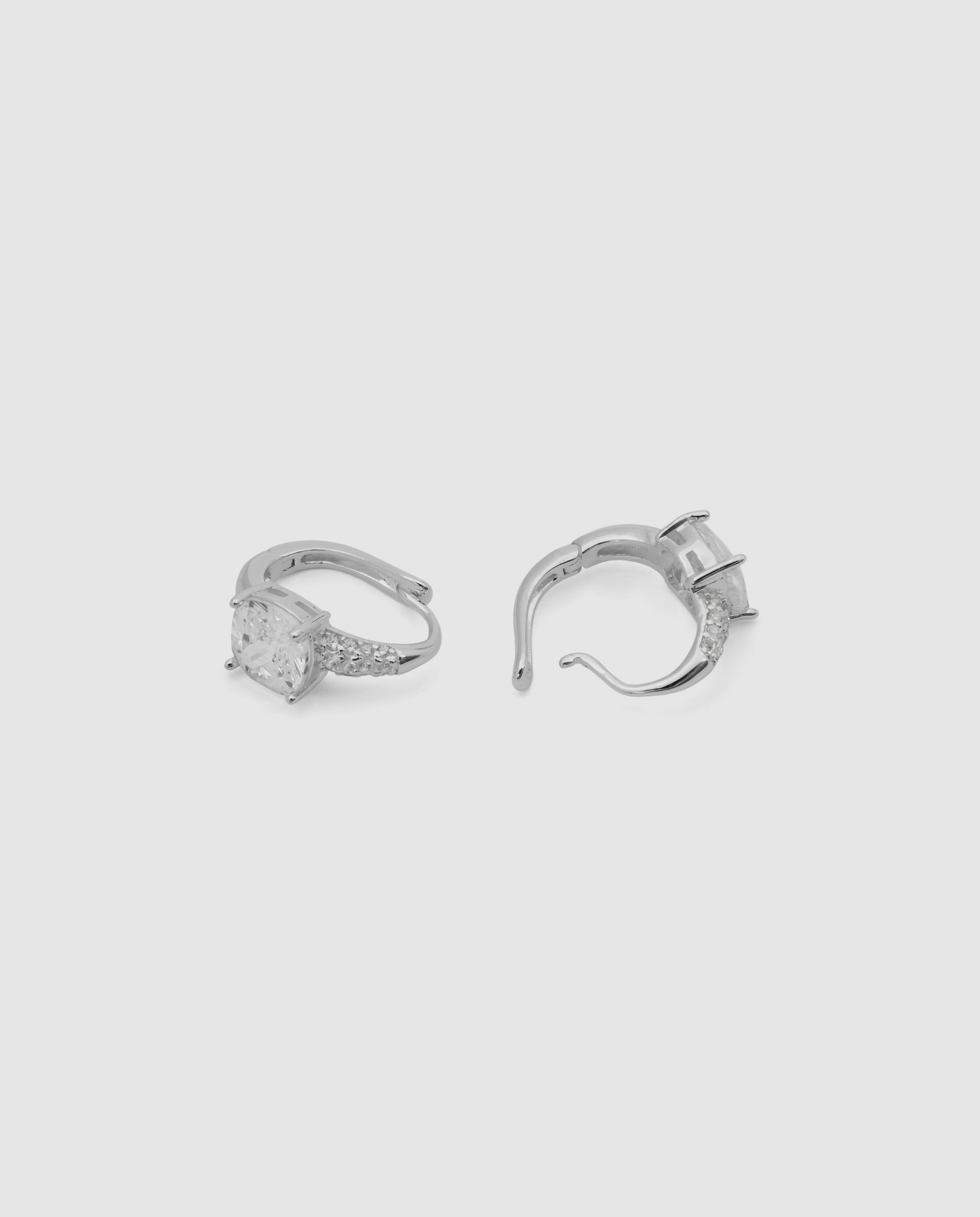 Pendientes de aro basic con circonita acabados en rodio - Luxenter - Blanco Blanco-6