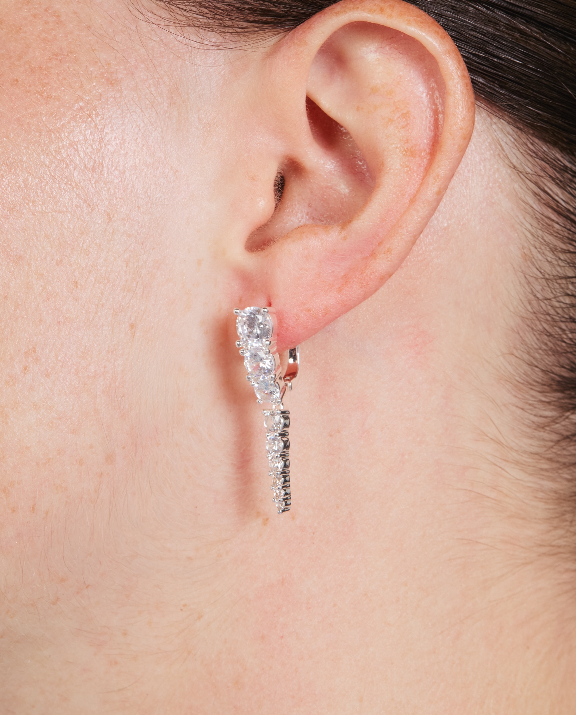 Pendientes basic con circonita acabados en rodio - Luxenter - Blanco Blanco-4