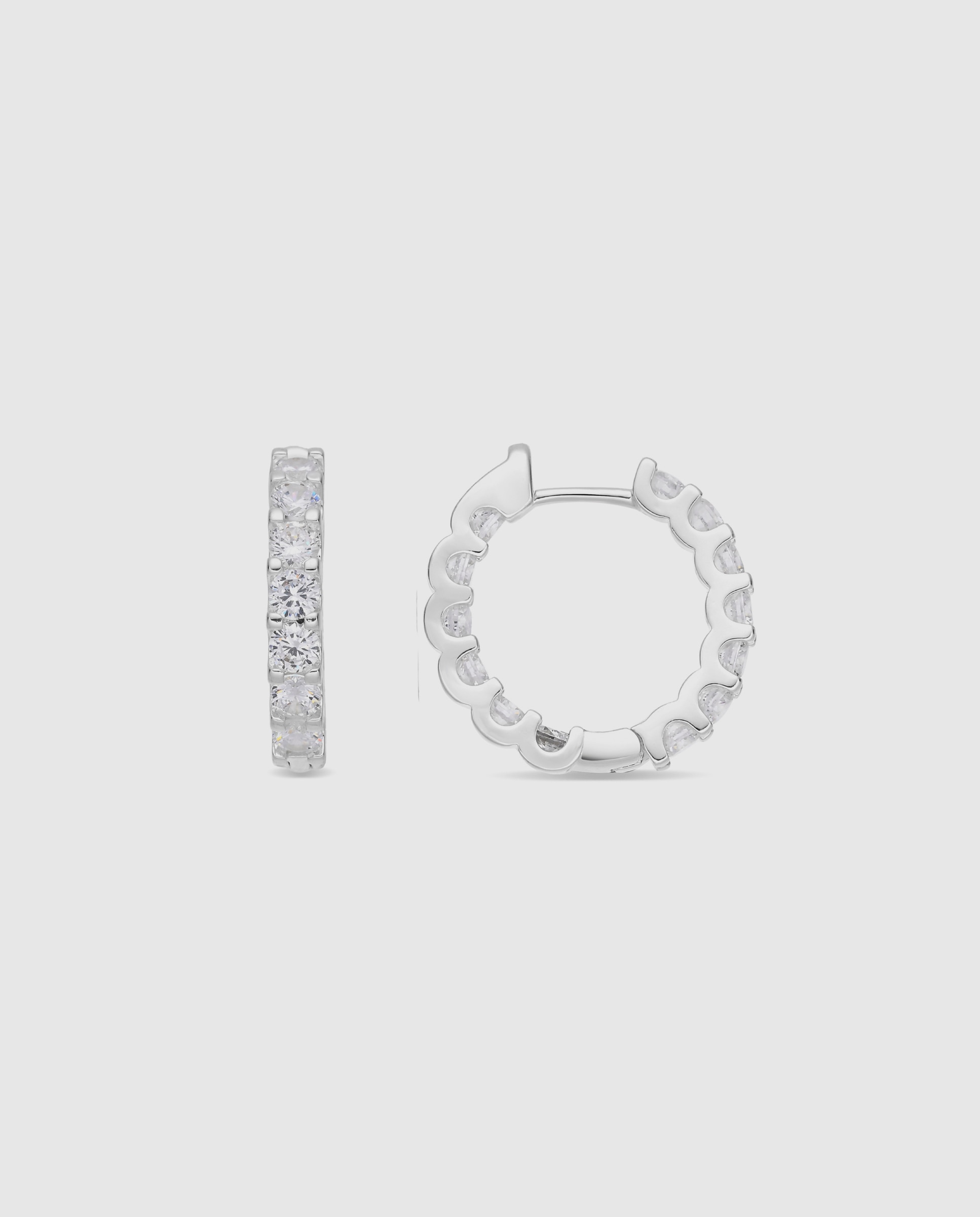 Pendientes acabados en rodio con circonita brillante - Luxenter - Plateado Plateado-1