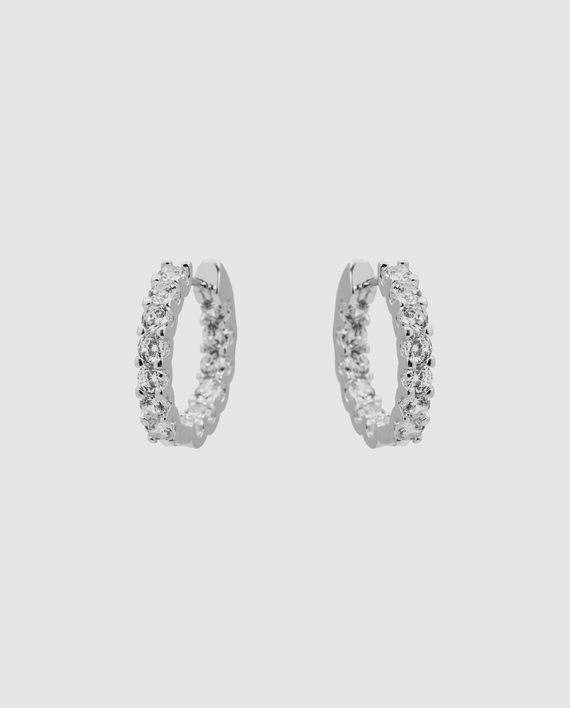 Pendientes acabados en rodio con circonita brillante - Luxenter - Plateado Plateado-3