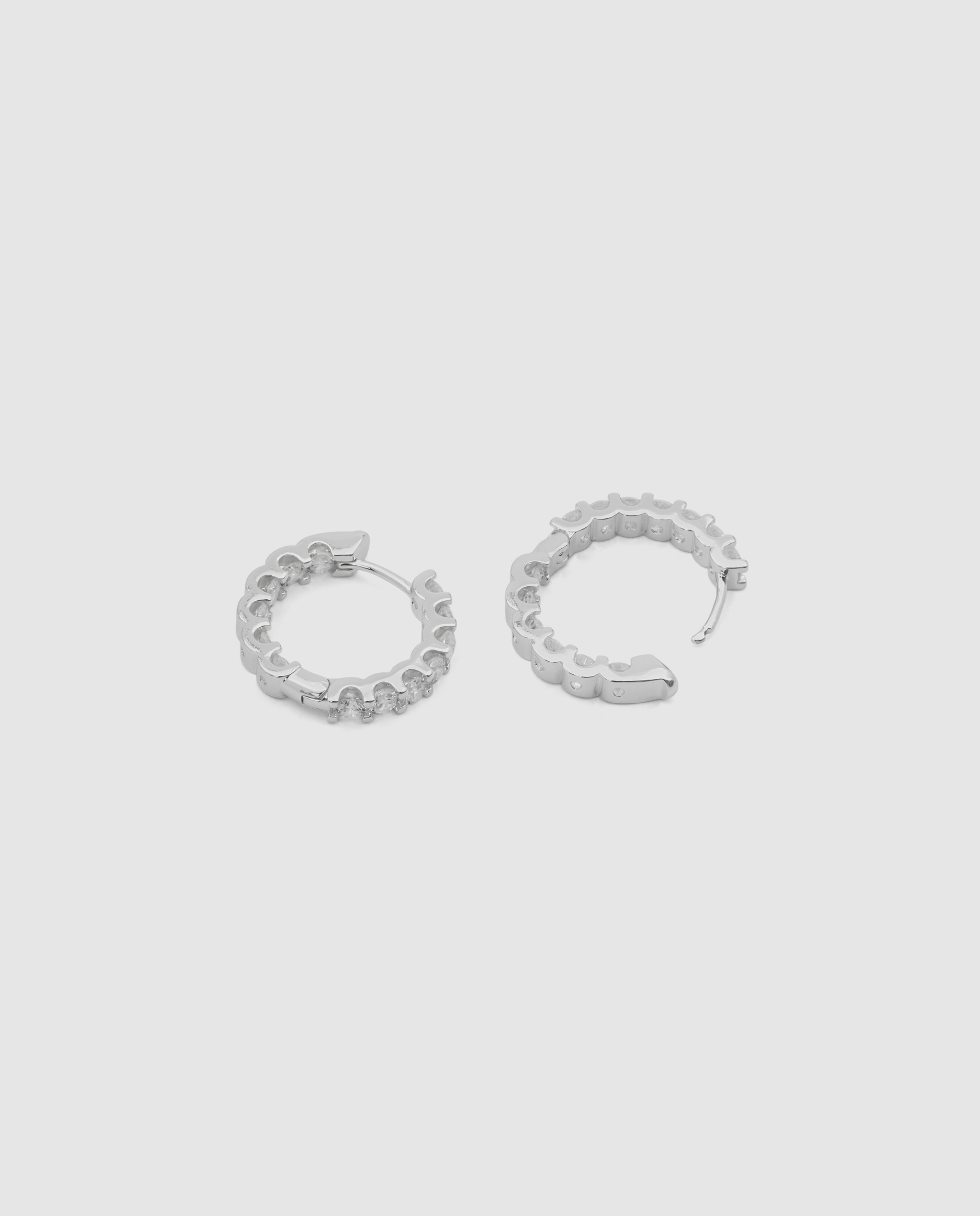 Pendientes acabados en rodio con circonita brillante - Luxenter - Plateado Plateado-6