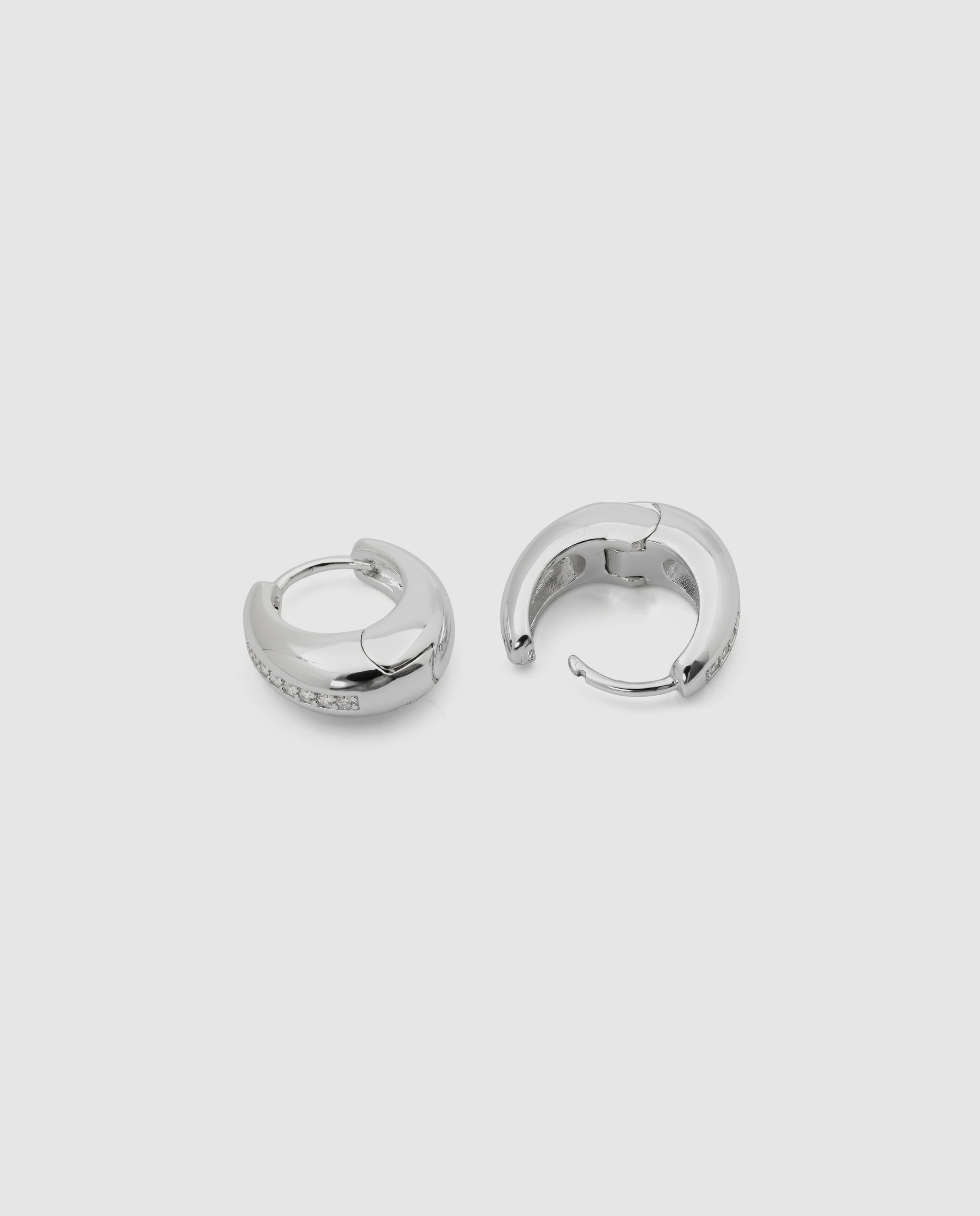 Pendientes de aro basic con circonita acabados en rodio - Luxenter - Plateado Plateado-6