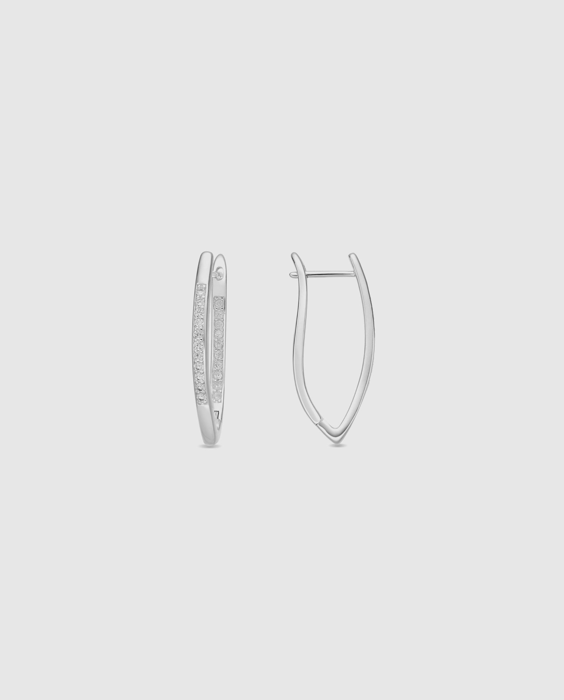 Pendientes acabados en rodio con circonita brillante - Luxenter - Plateado Plateado-1
