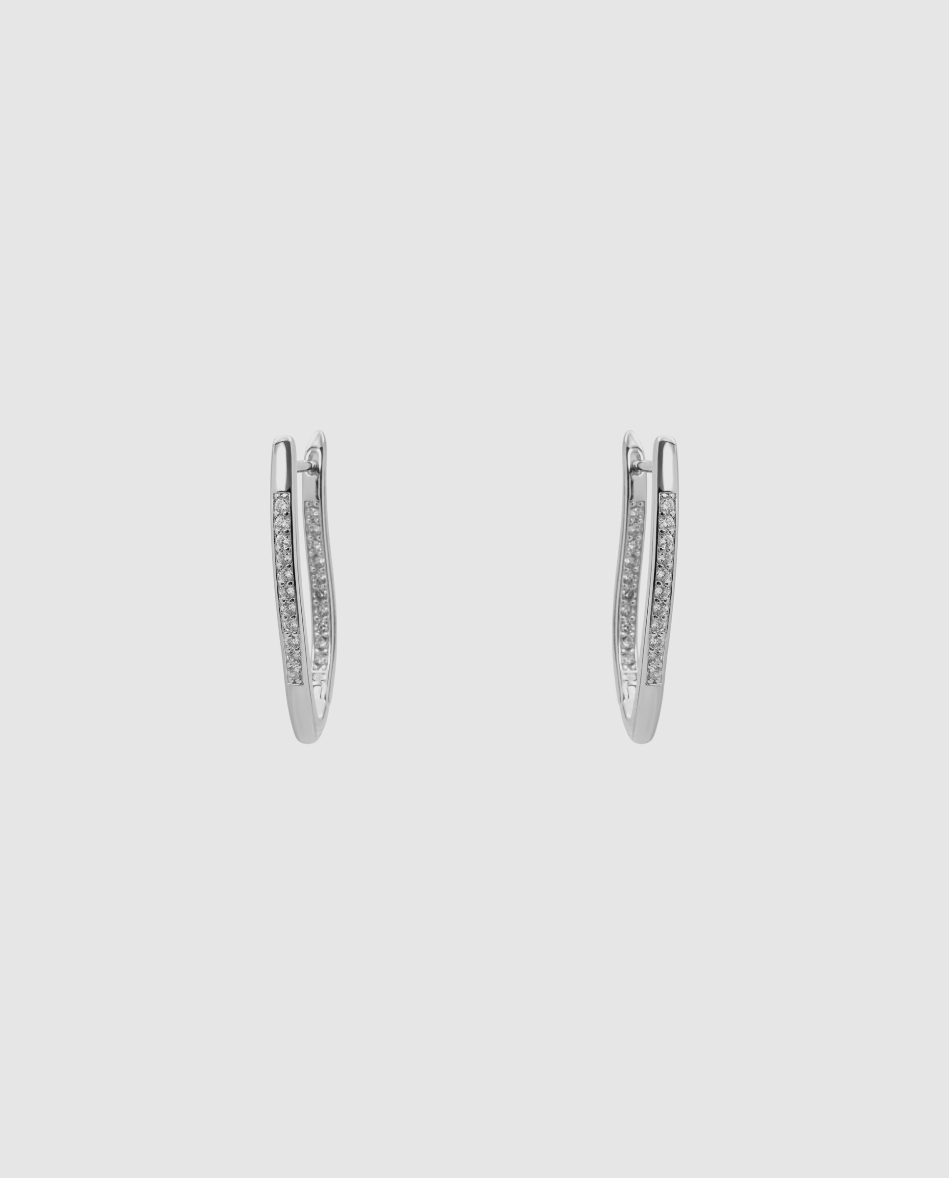 Pendientes acabados en rodio con circonita brillante - Luxenter - Plateado Plateado-3