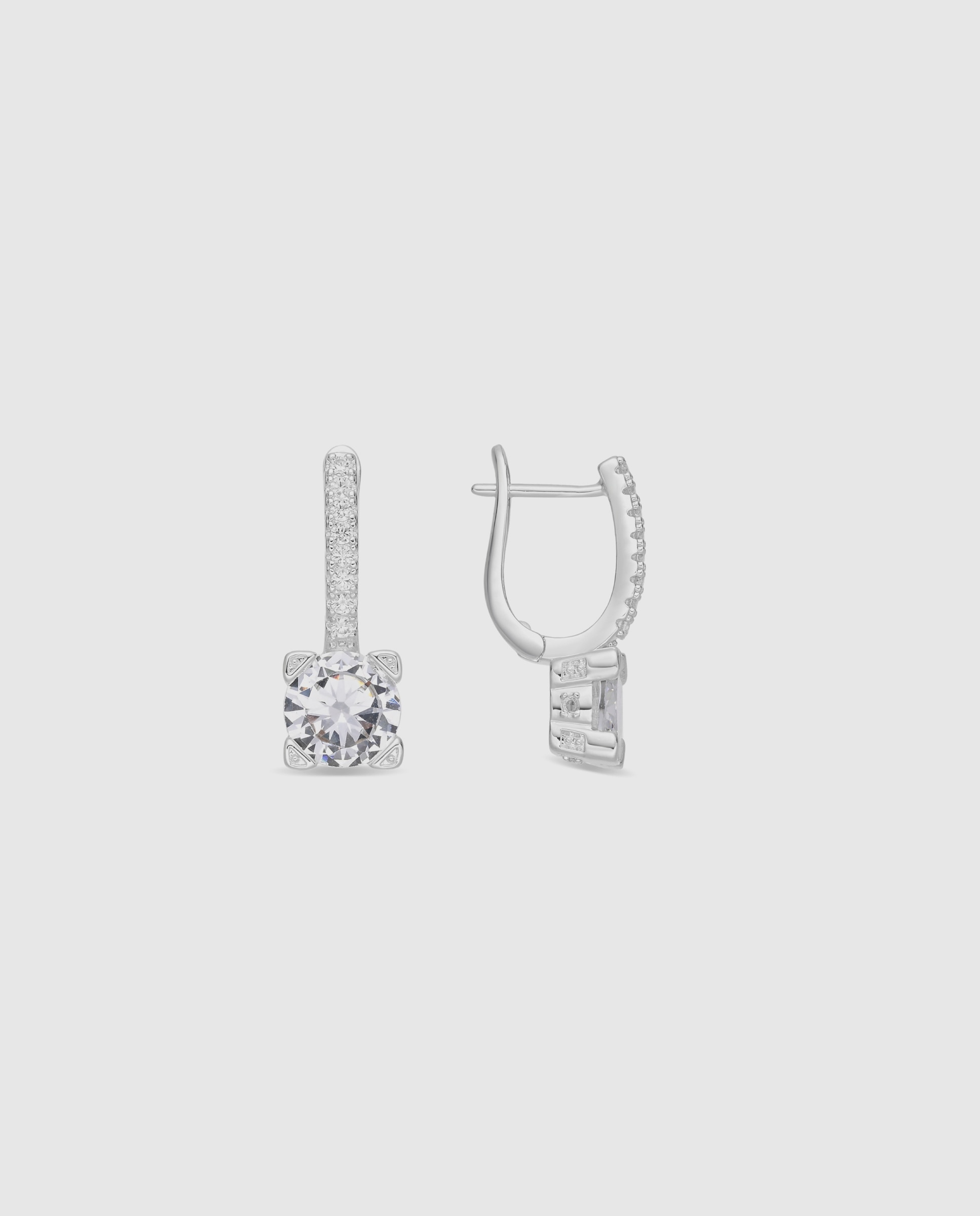 Pendientes acabados en rodio con circonita brillante - Luxenter - Plateado Plateado-1