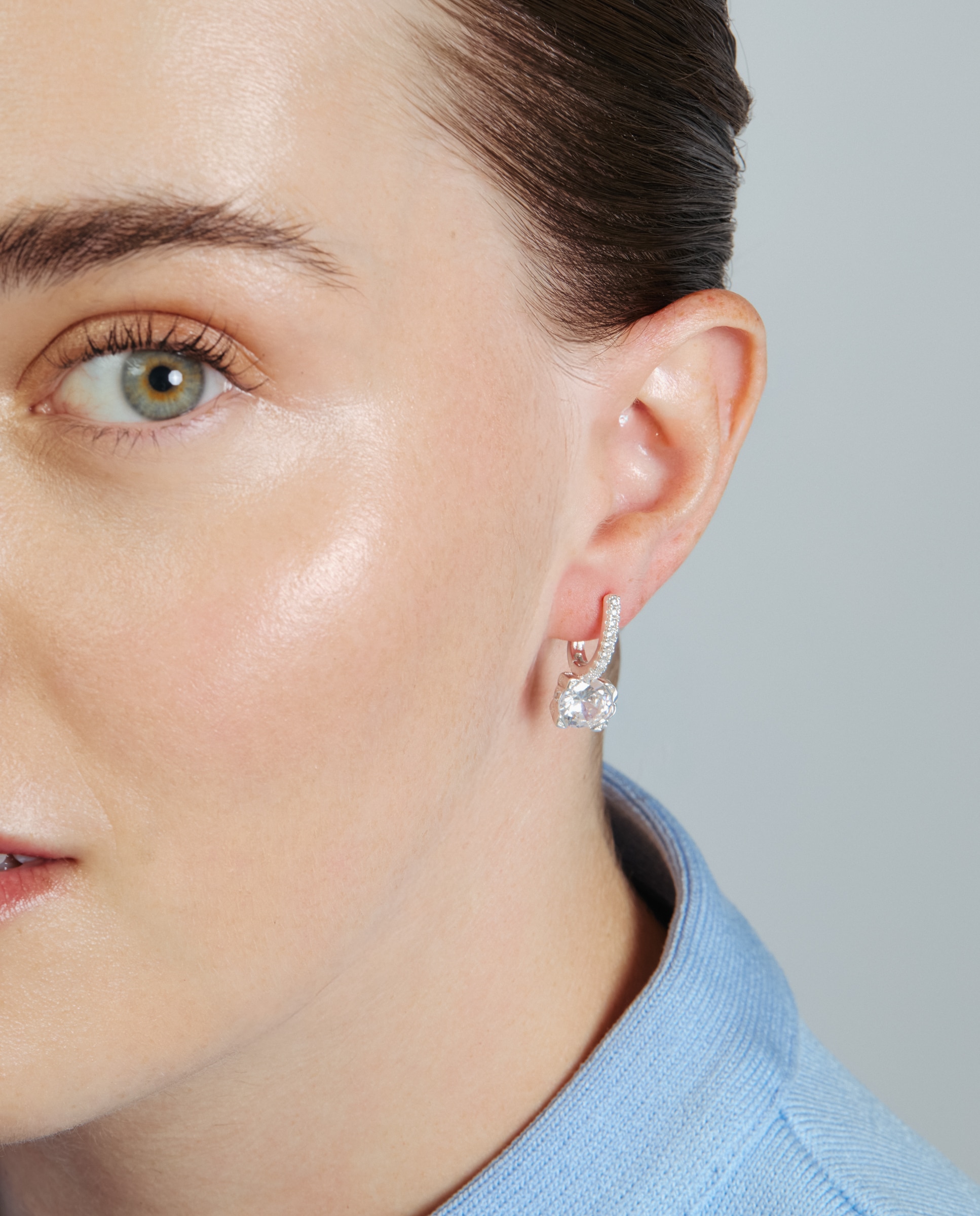 Pendientes acabados en rodio con circonita brillante - Luxenter - Plateado Plateado-4