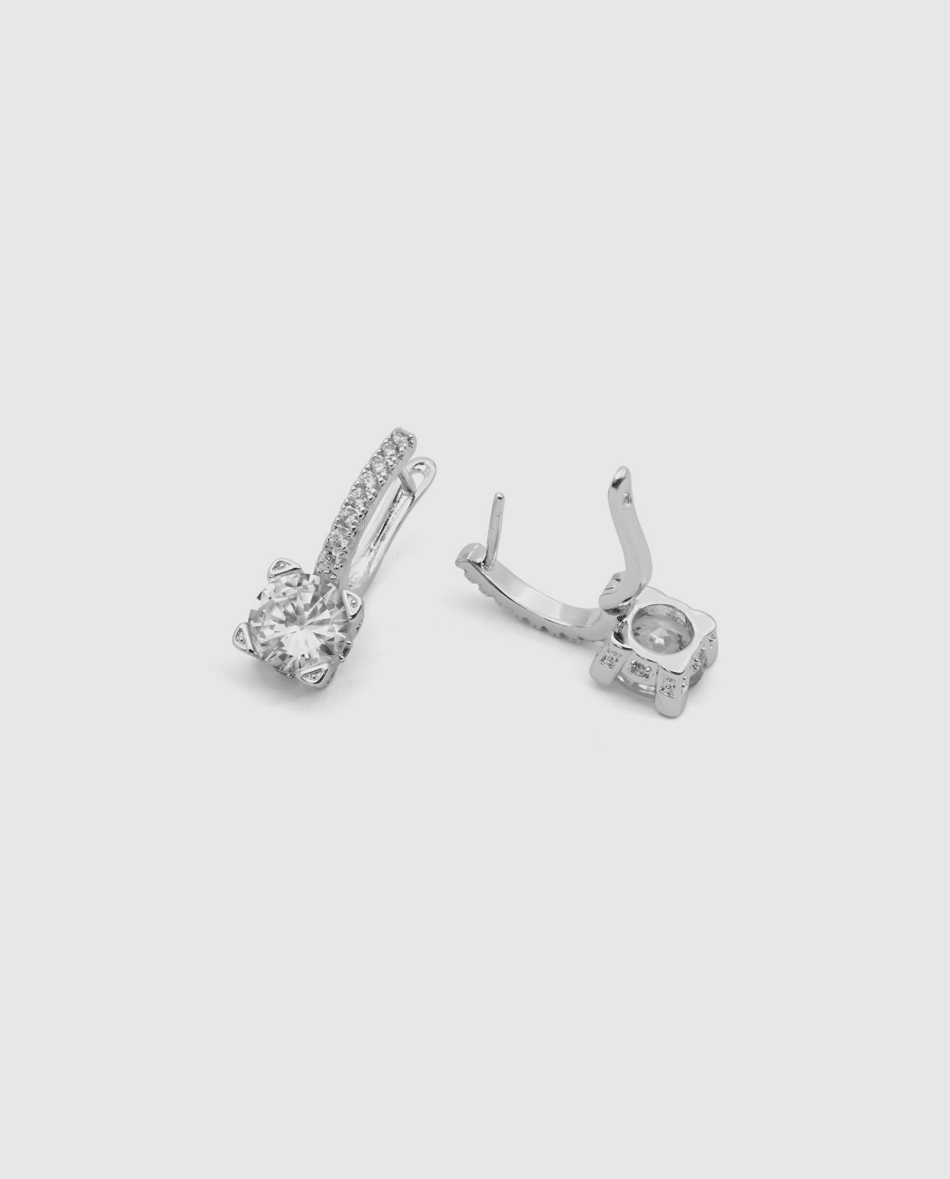 Pendientes acabados en rodio con circonita brillante - Luxenter - Plateado Plateado-6