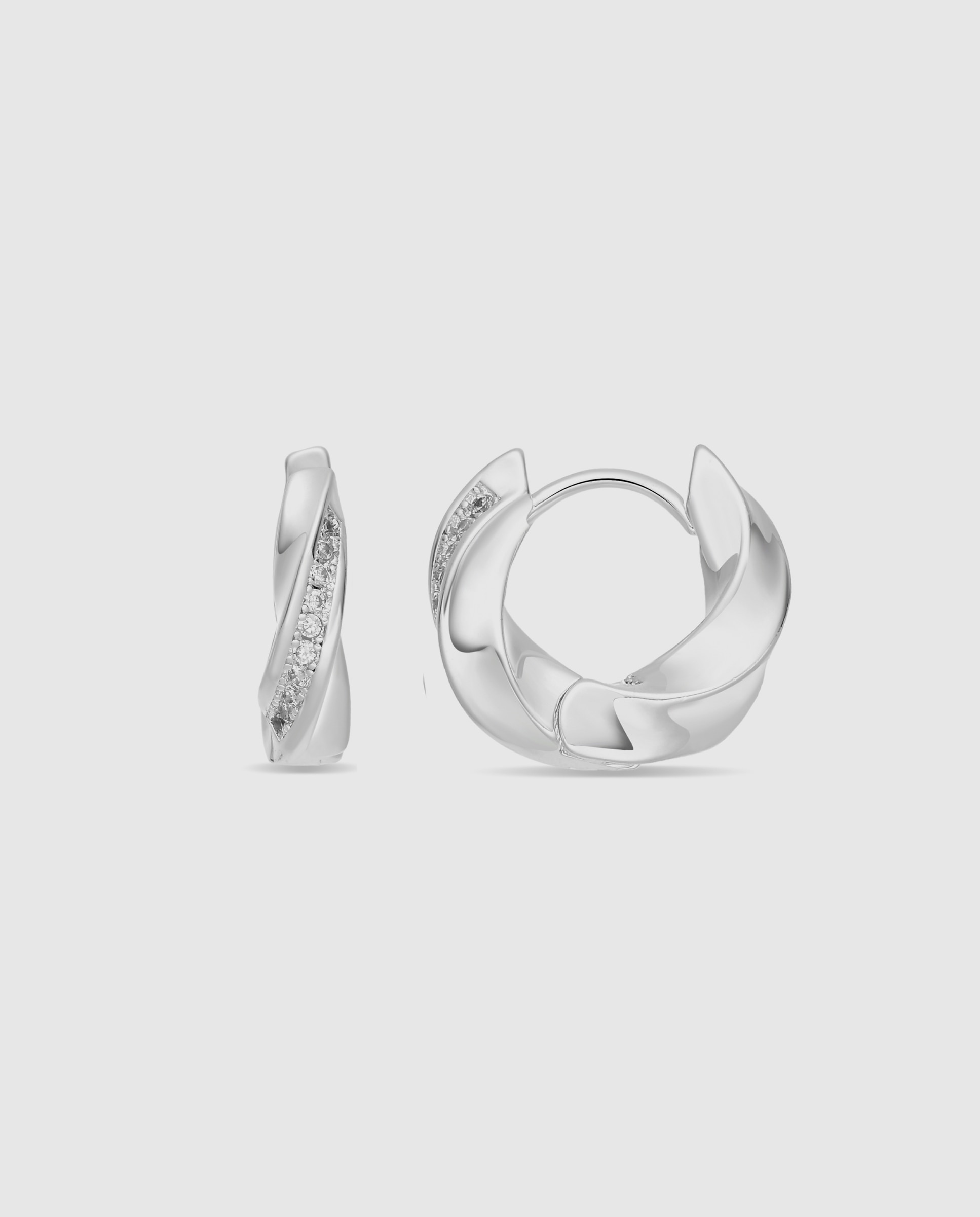 Pendientes acabados en rodio con circonita brillante - Luxenter - Plateado Plateado-1