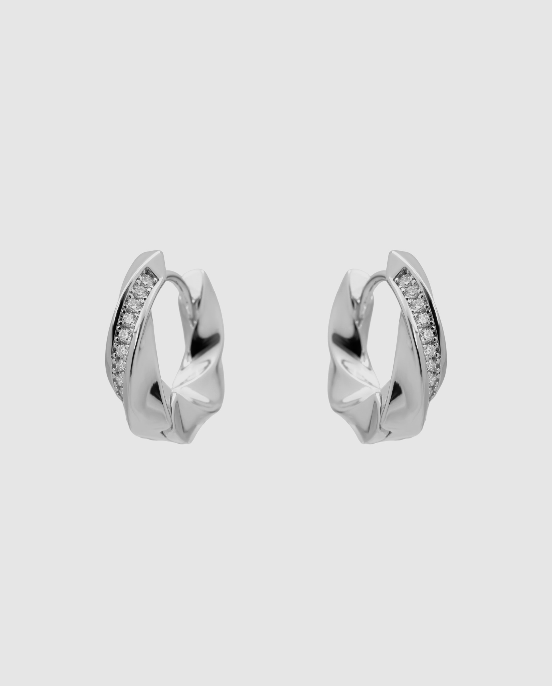 Pendientes acabados en rodio con circonita brillante - Luxenter - Plateado Plateado-3