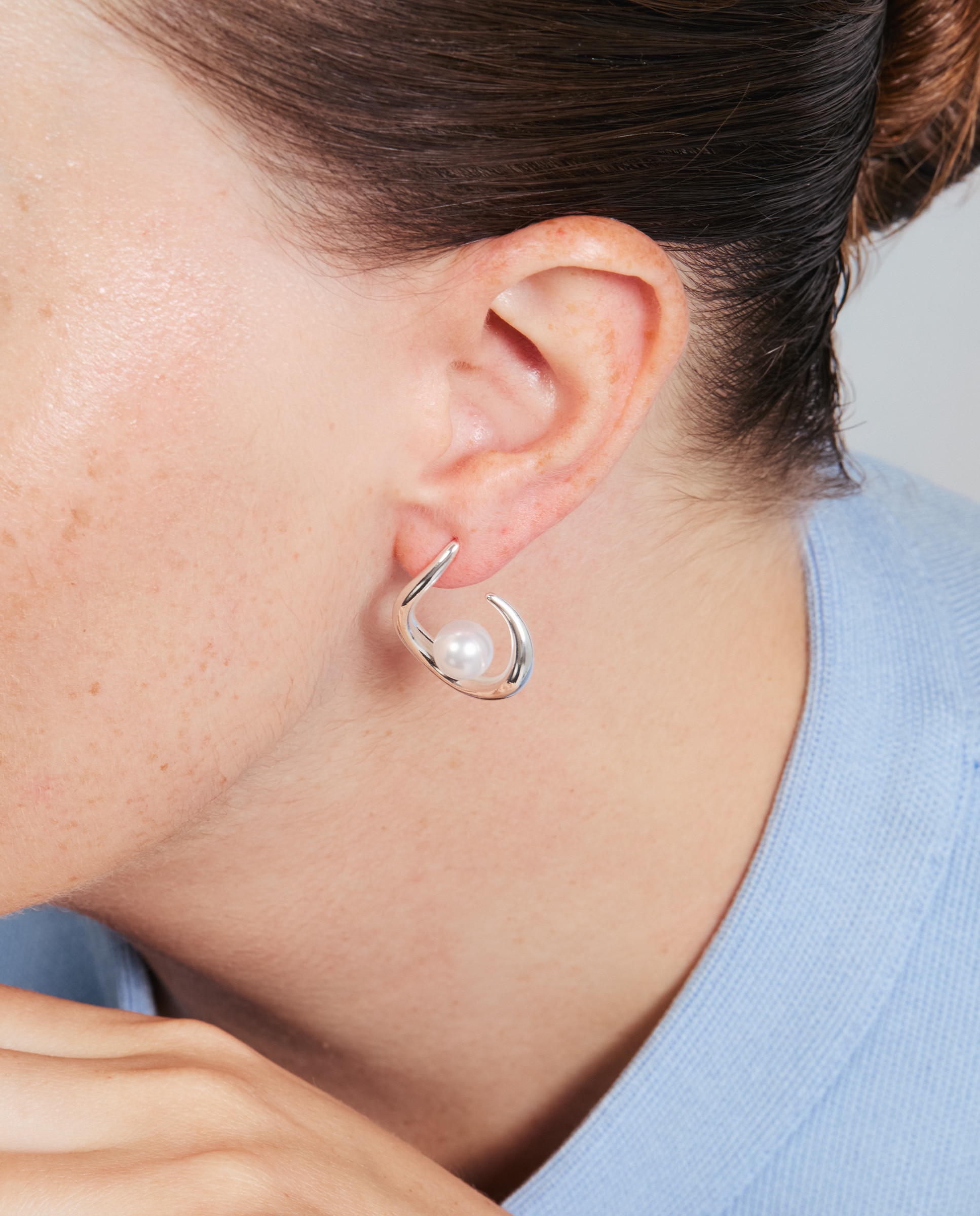 Pendientes basic con perla acabados en rodio - Luxenter - Blanco Blanco-4