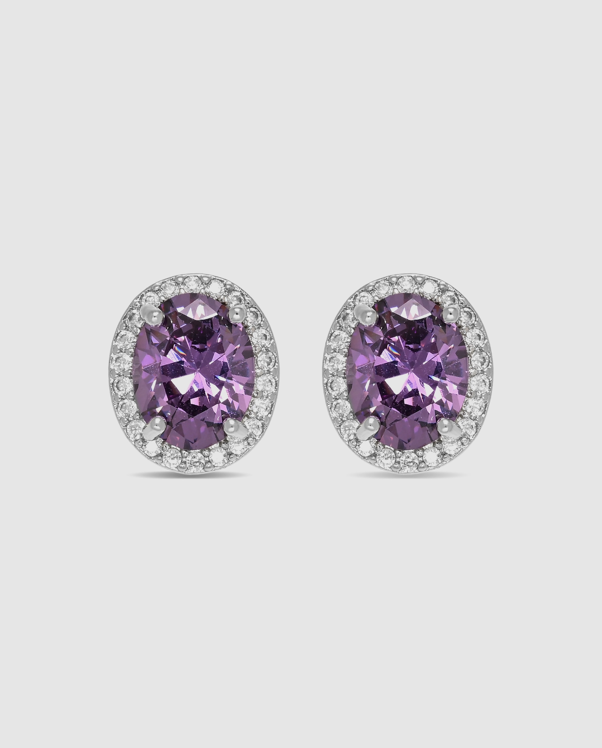 Pendientes deluxe con circonita amatista acabados en rodio - Luxenter - Morado Morado-1