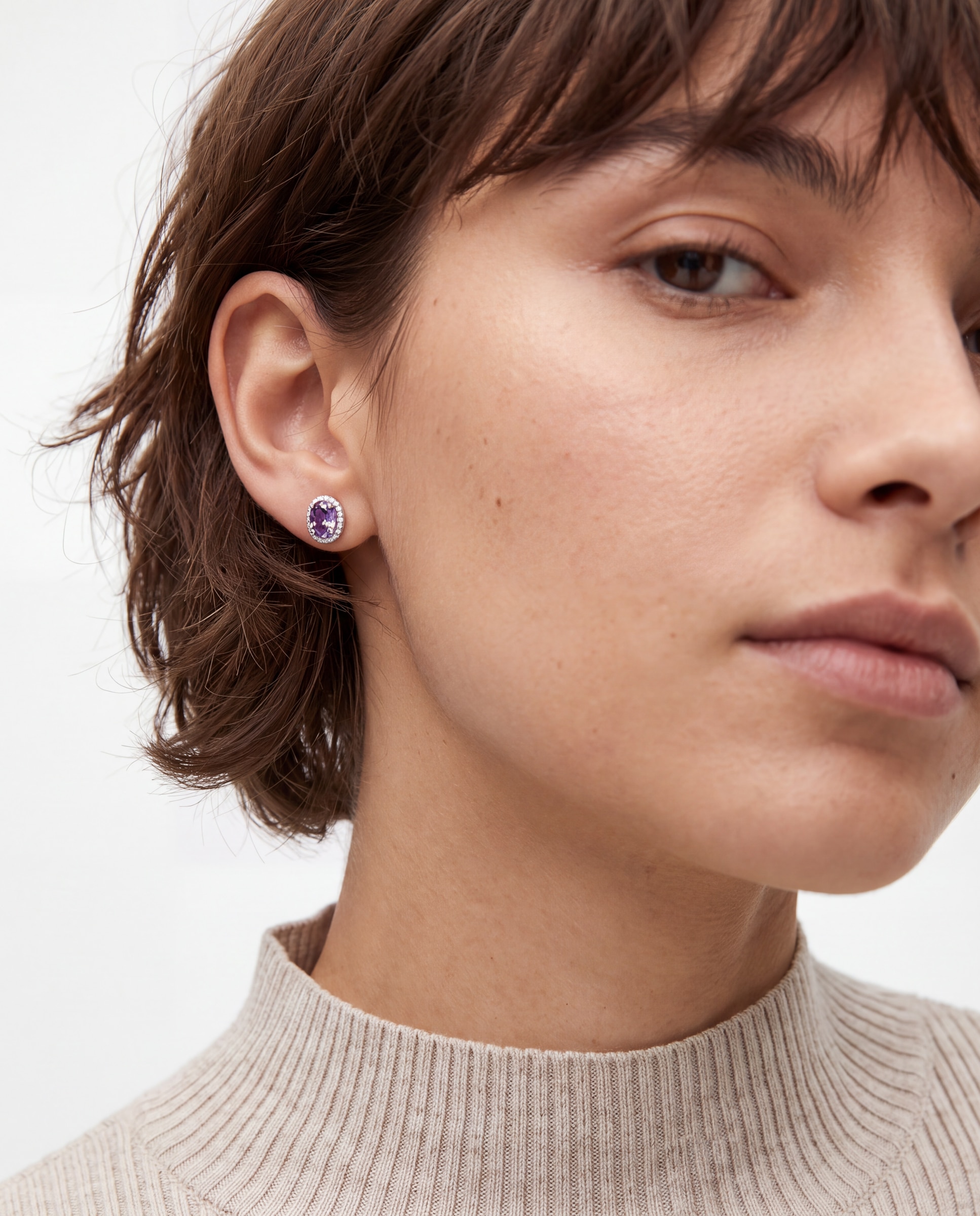 Pendientes deluxe con circonita amatista acabados en rodio - Luxenter - Morado Morado-2