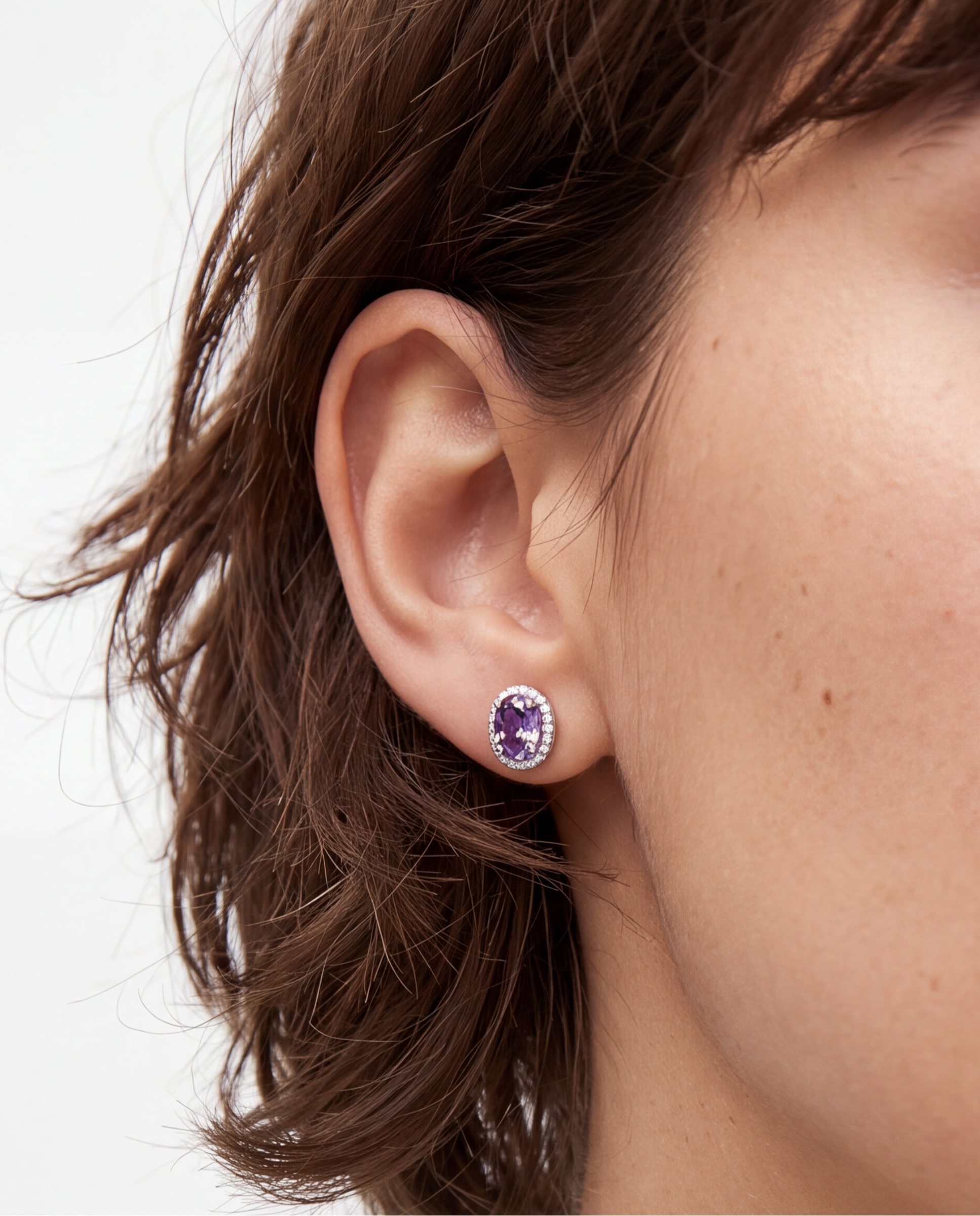 Pendientes deluxe con circonita amatista acabados en rodio - Luxenter - Morado Morado-4