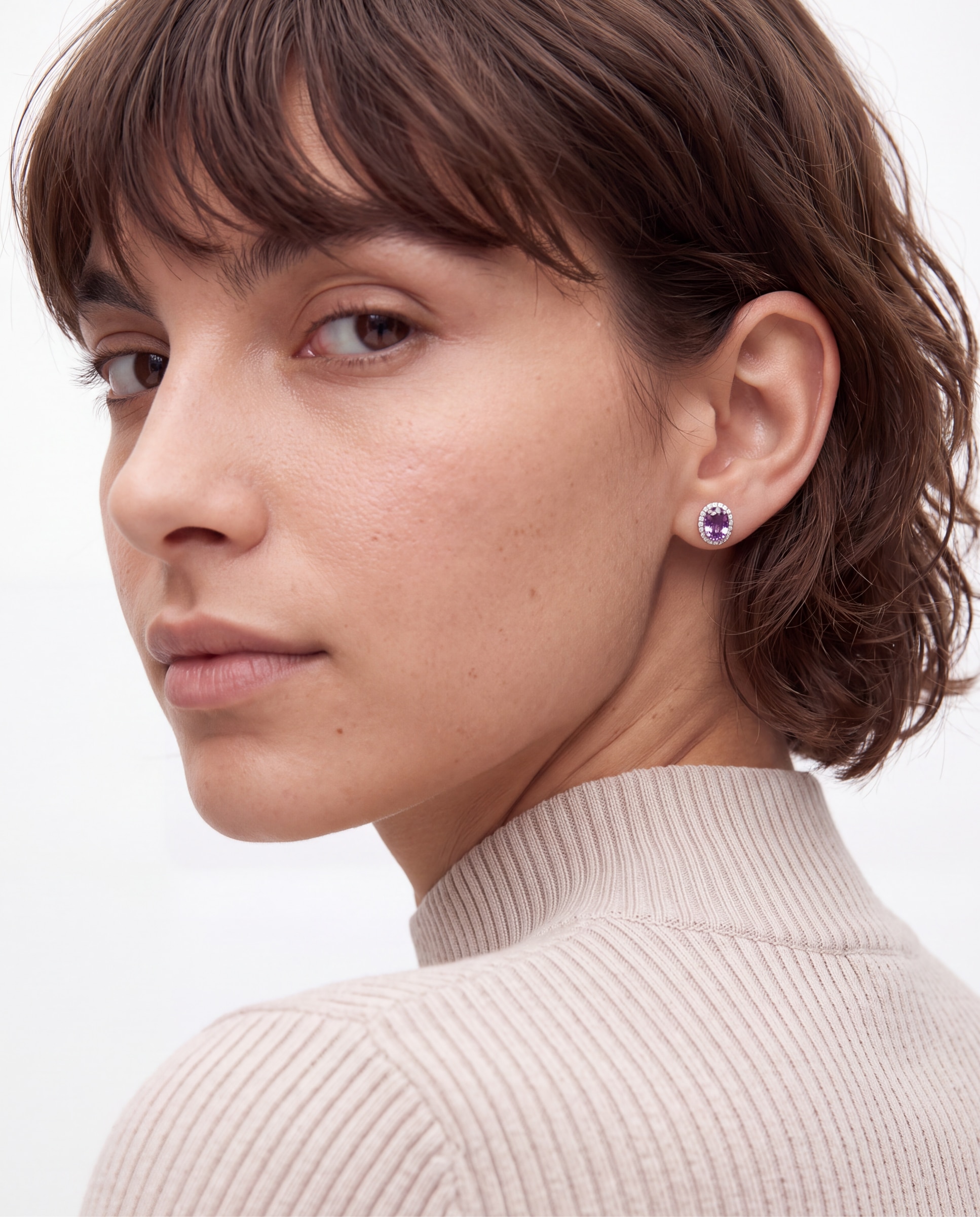 Pendientes deluxe con circonita amatista acabados en rodio - Luxenter - Morado Morado-5
