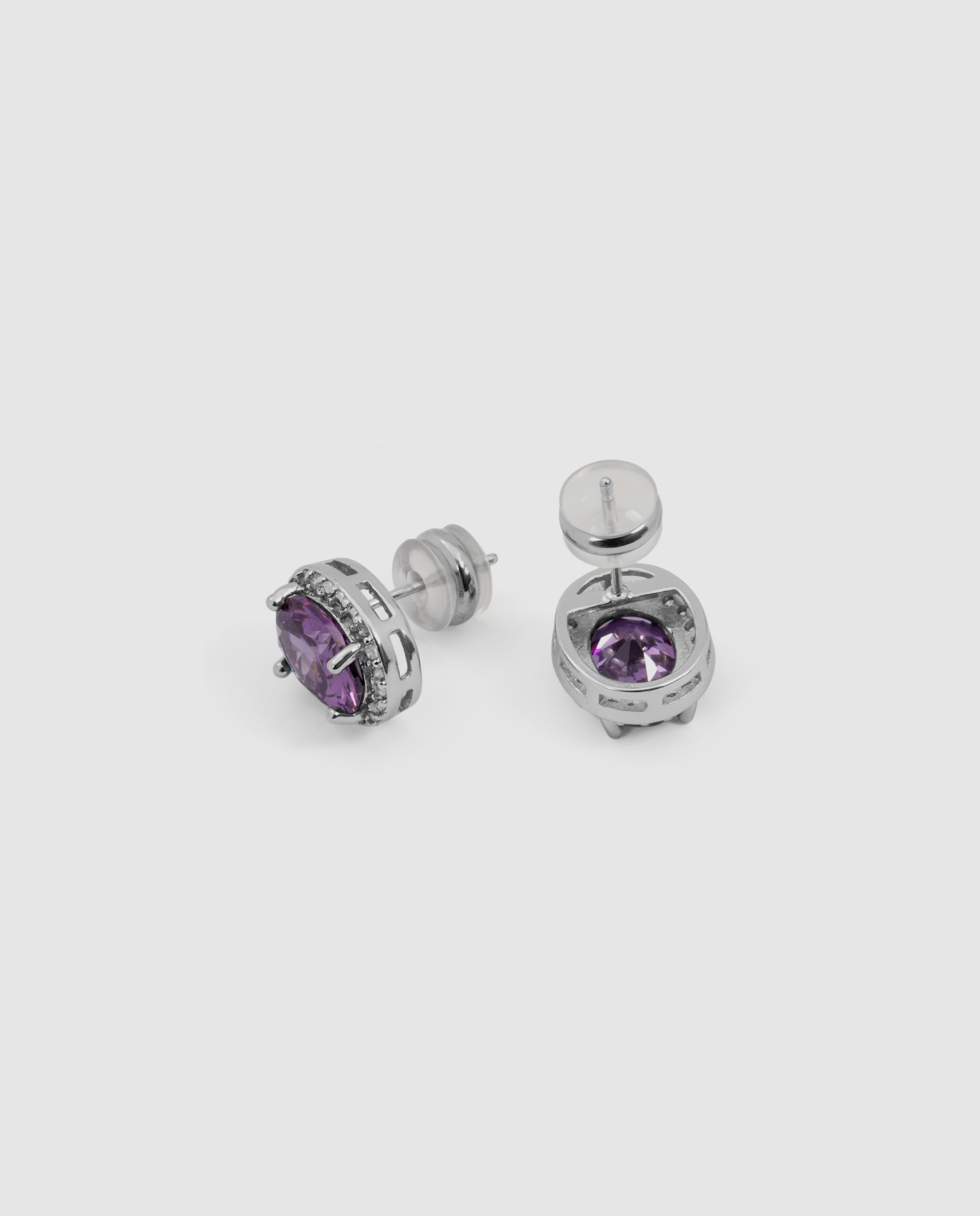 Pendientes deluxe con circonita amatista acabados en rodio - Luxenter - Morado Morado-6