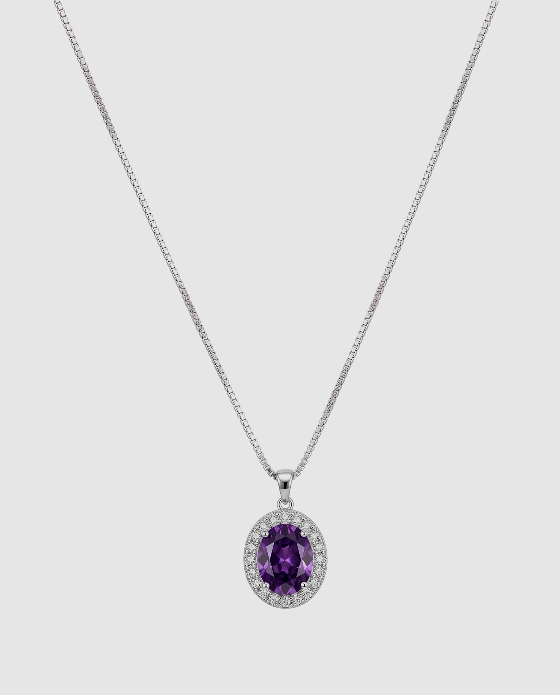 Imagen 0 de Collar deluxe con circonita amatista acabado en rodio Morado