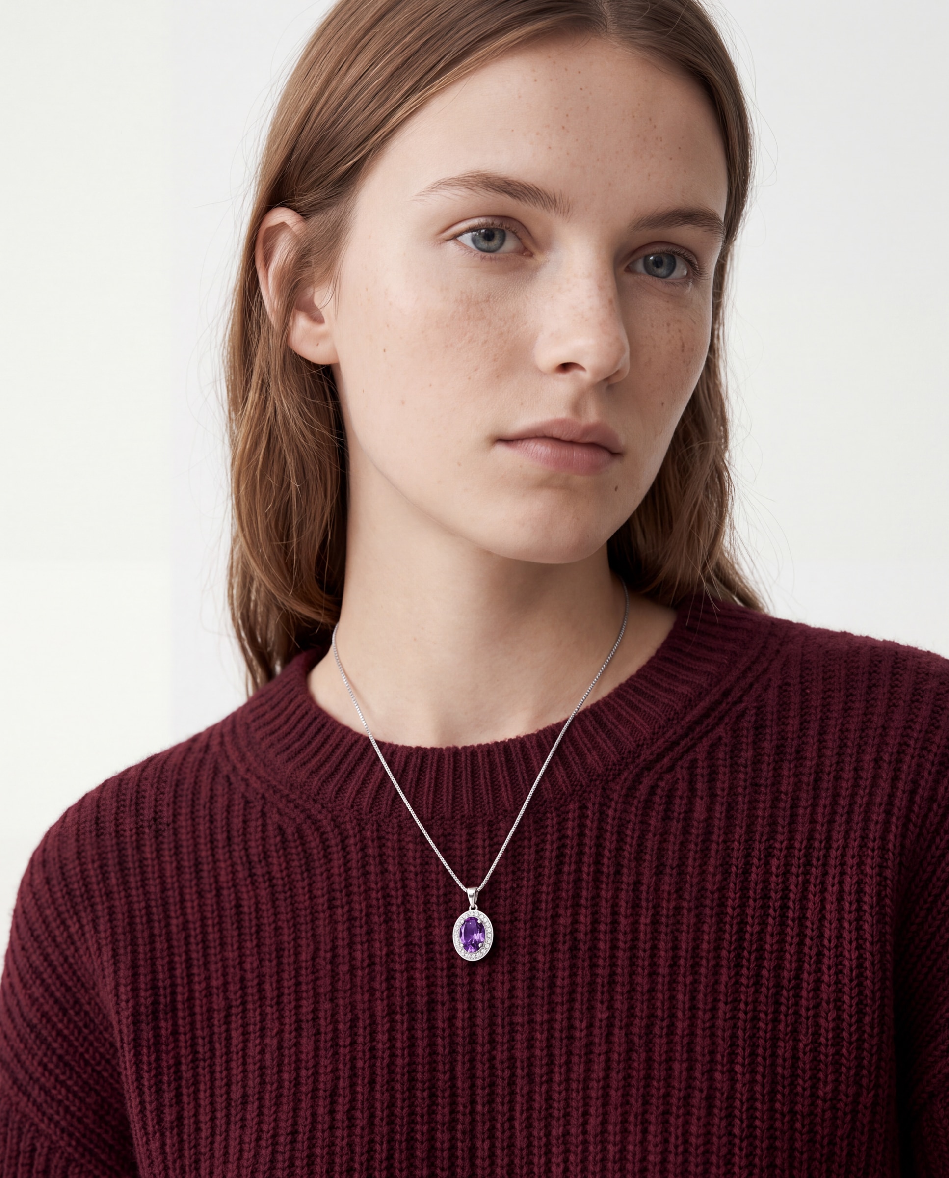 Collar deluxe con circonita amatista acabado en rodio - Luxenter - Morado Morado-2