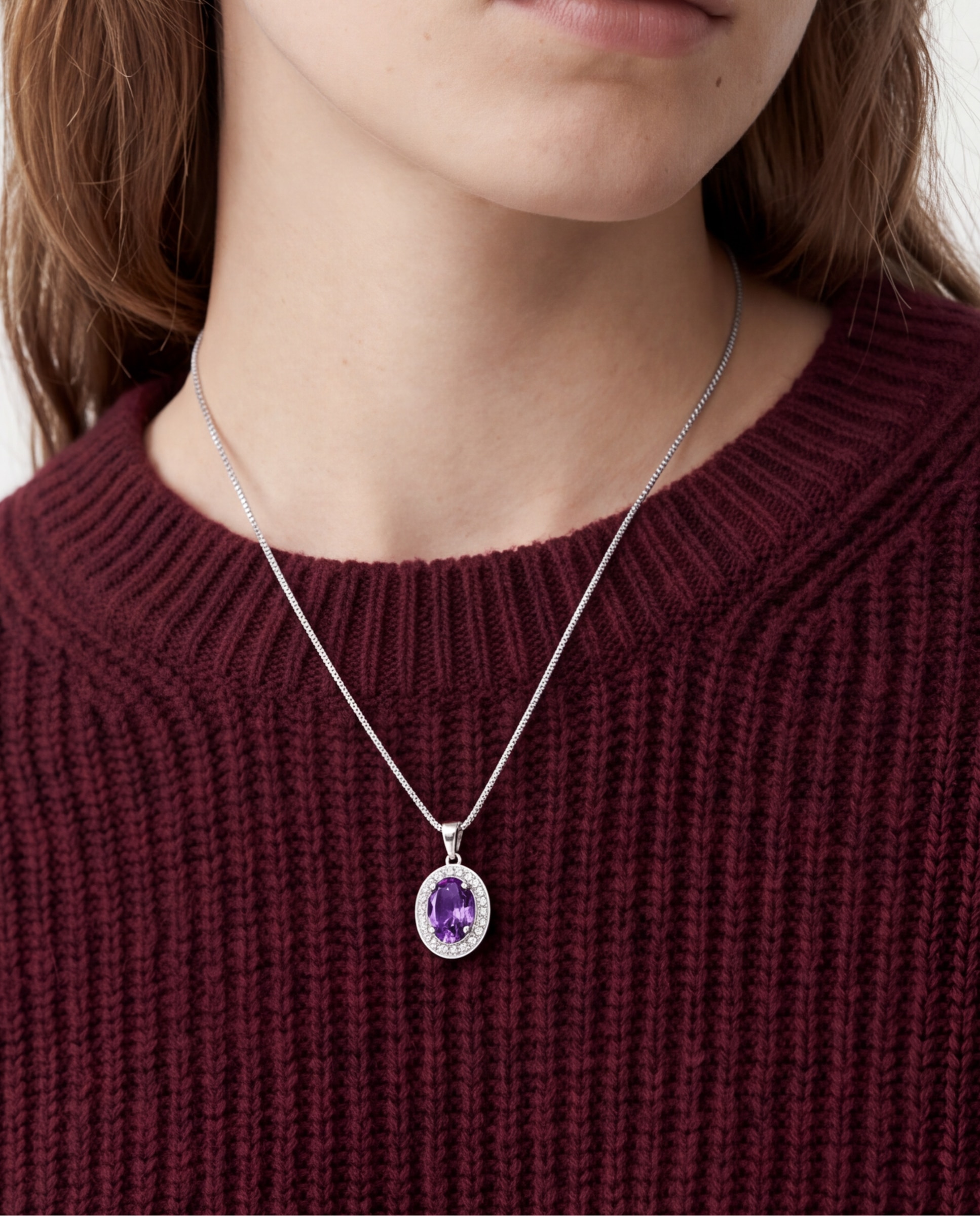 Collar deluxe con circonita amatista acabado en rodio - Luxenter - Morado Morado-4