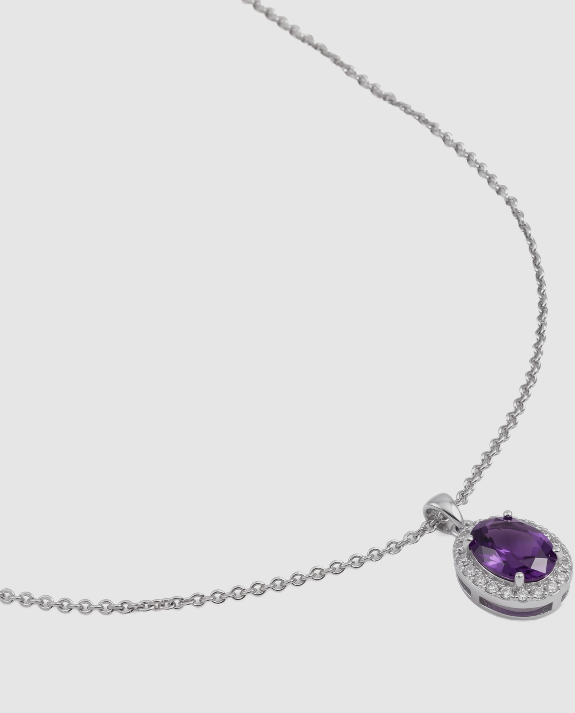Collar deluxe con circonita amatista acabado en rodio - Luxenter - Morado Morado-6