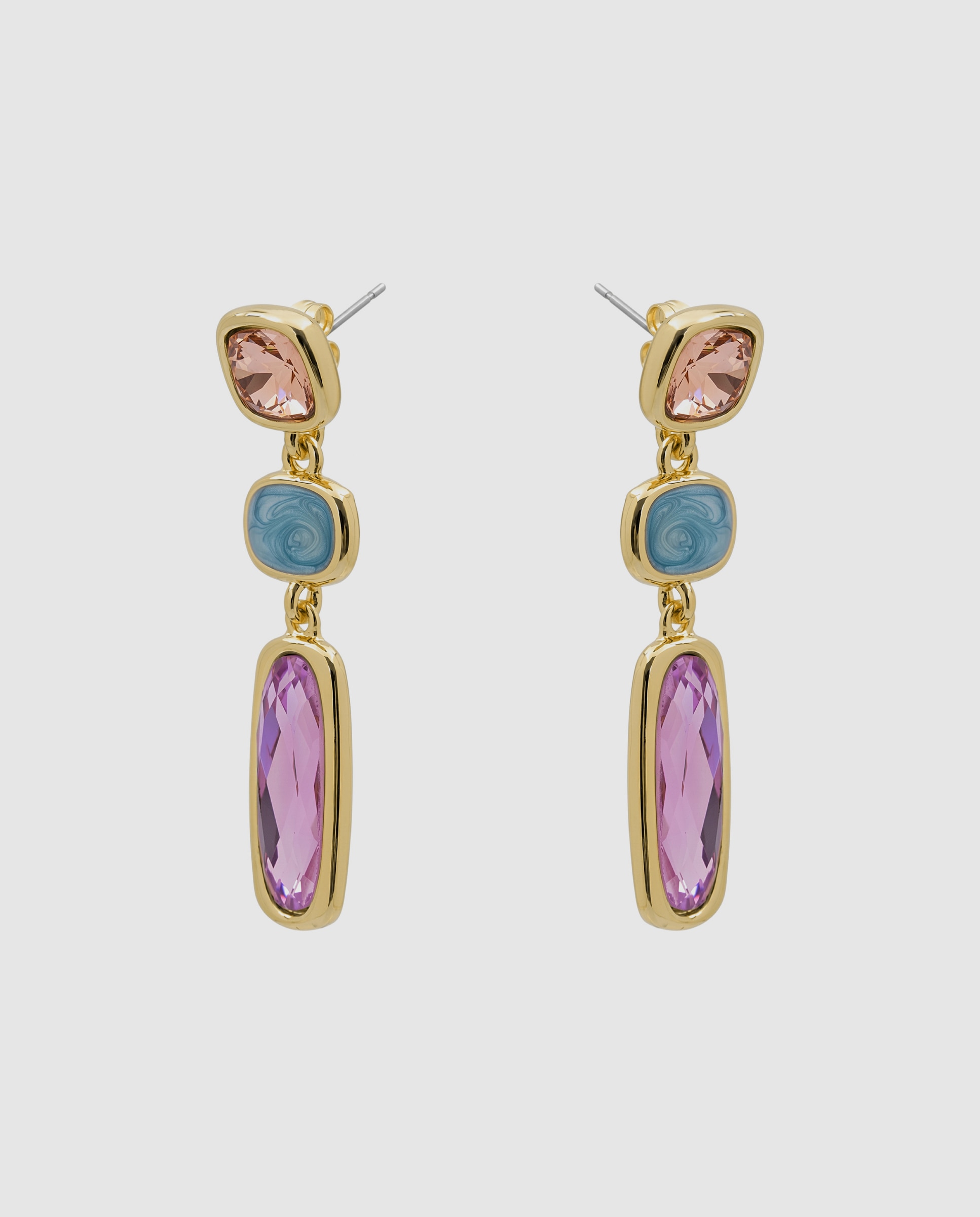Pendientes africa con cristal acabados en oro amarillo de 18k - Luxenter - Multicolor Multicolor-3