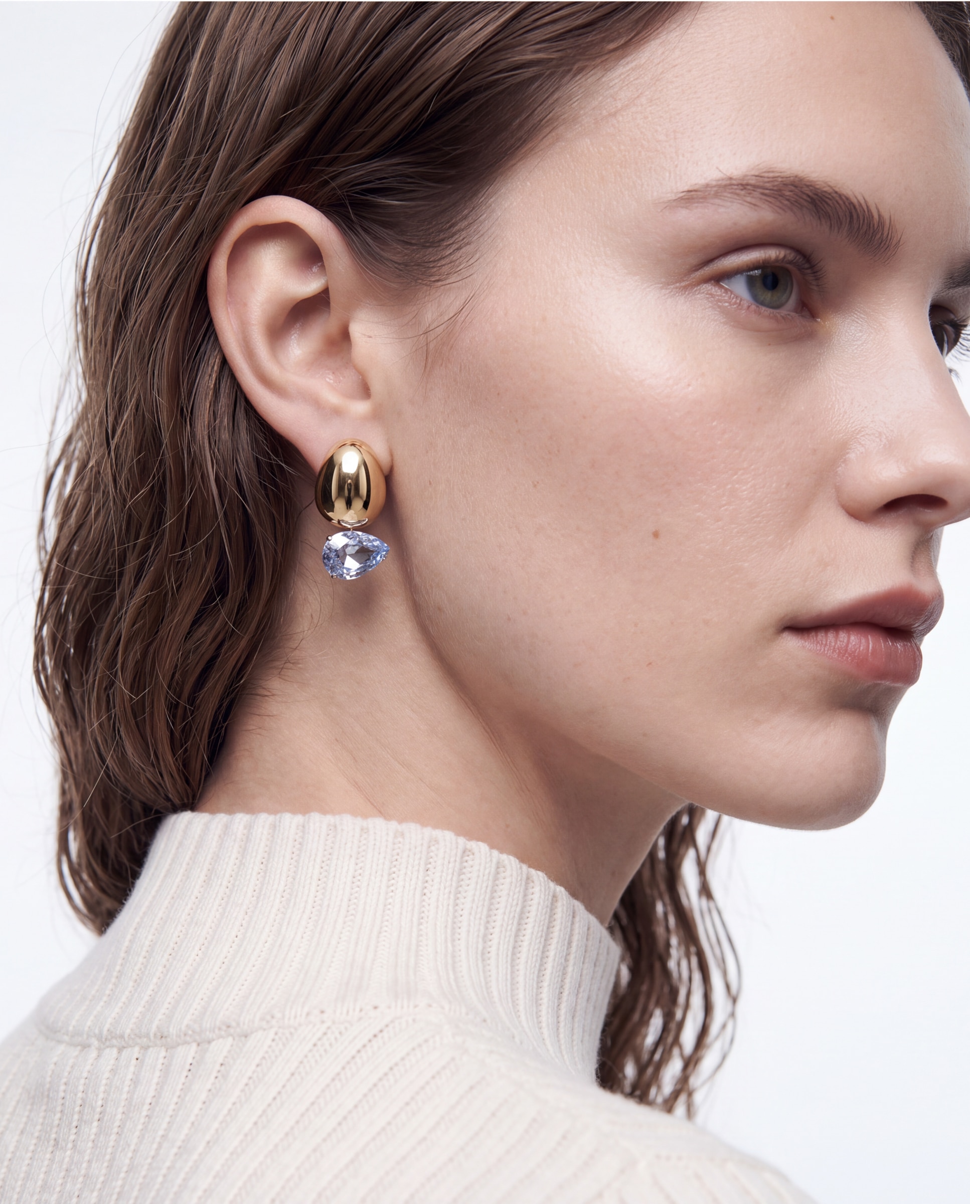 Pendientes africa con cristal acabados en oro amarillo de 18k - Luxenter - Azul Azul-5