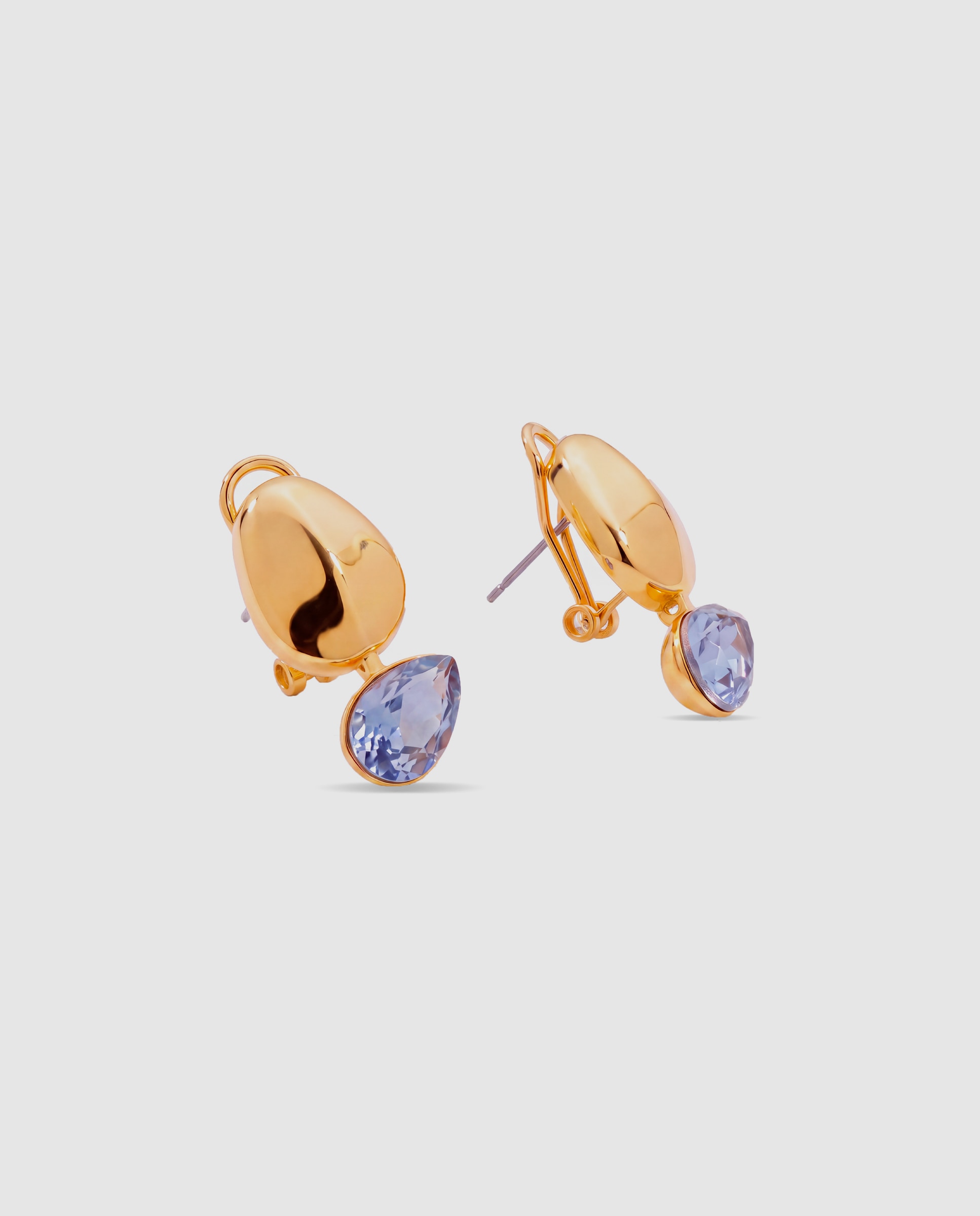 Pendientes africa con cristal acabados en oro amarillo de 18k - Luxenter - Azul Azul-6