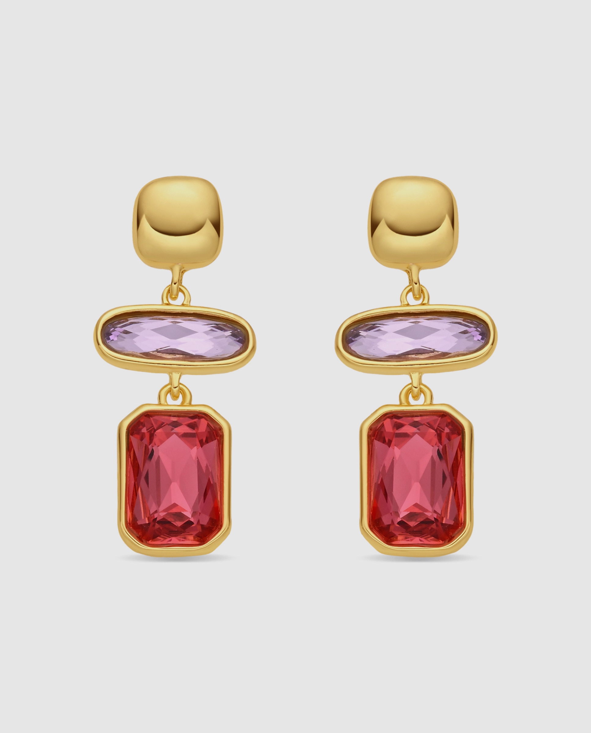 Pendientes africa con cristal acabados en oro amarillo de 18k - Luxenter - Multicolor Multicolor-1