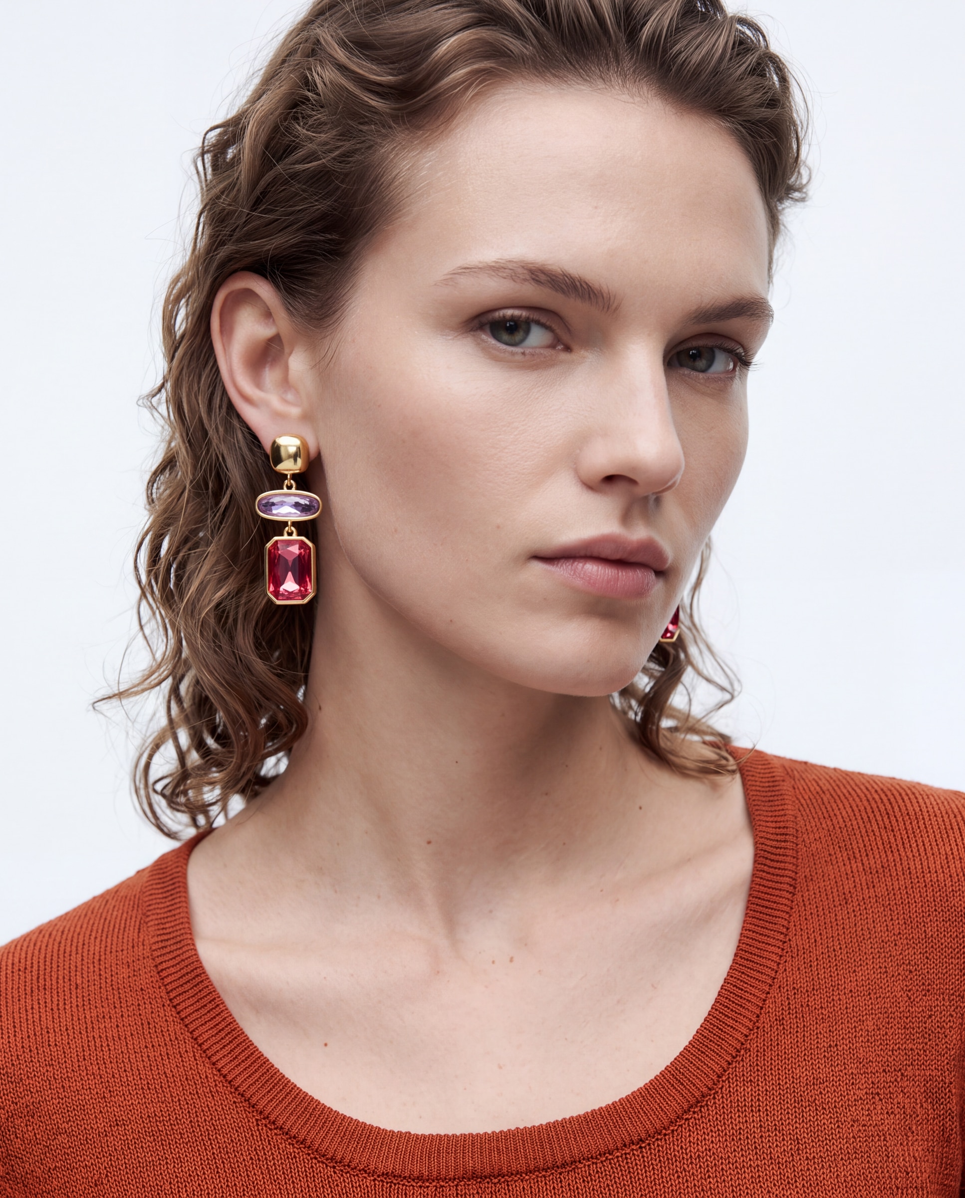 Pendientes africa con cristal acabados en oro amarillo de 18k - Luxenter - Multicolor Multicolor-2