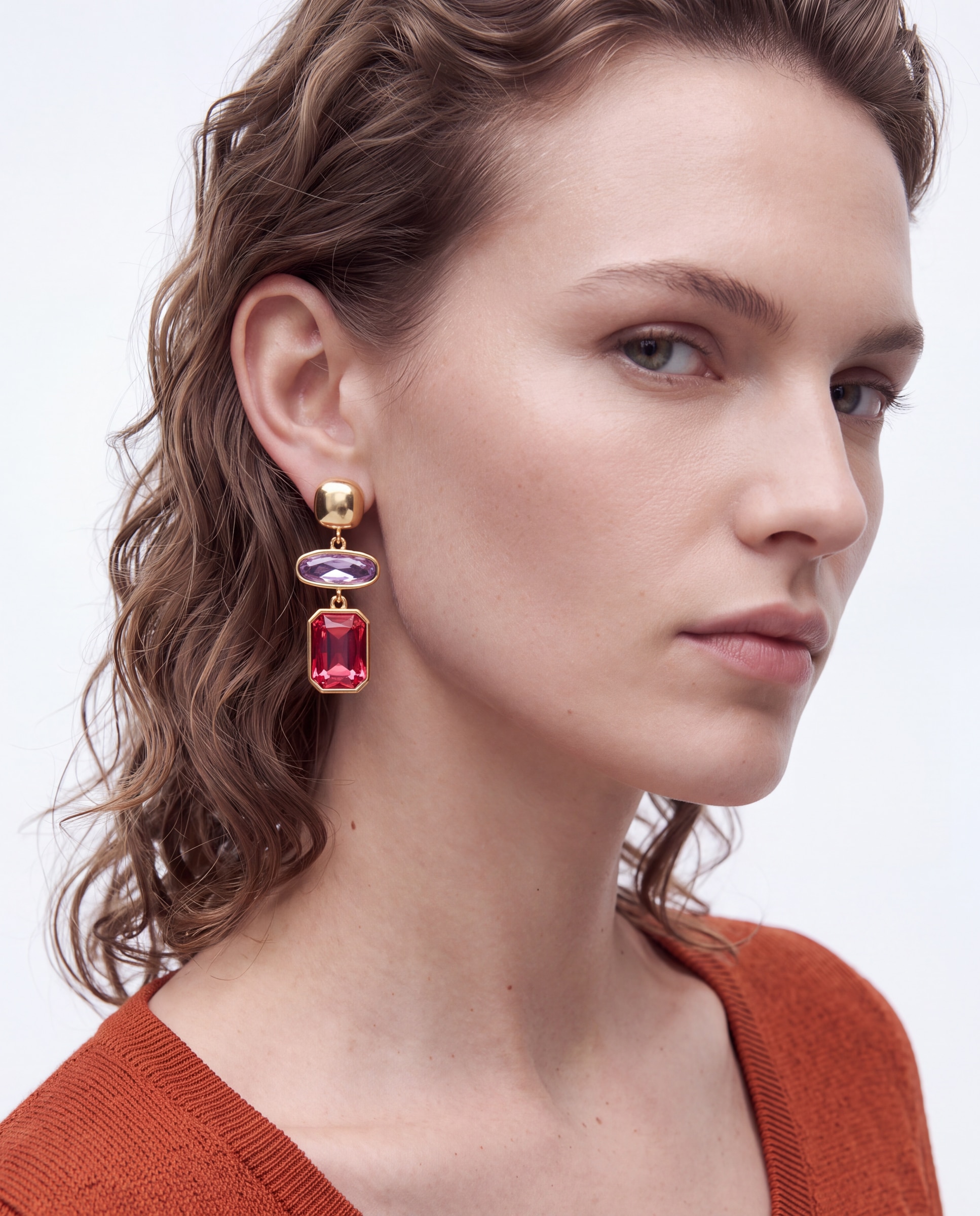 Pendientes africa con cristal acabados en oro amarillo de 18k - Luxenter - Multicolor Multicolor-5