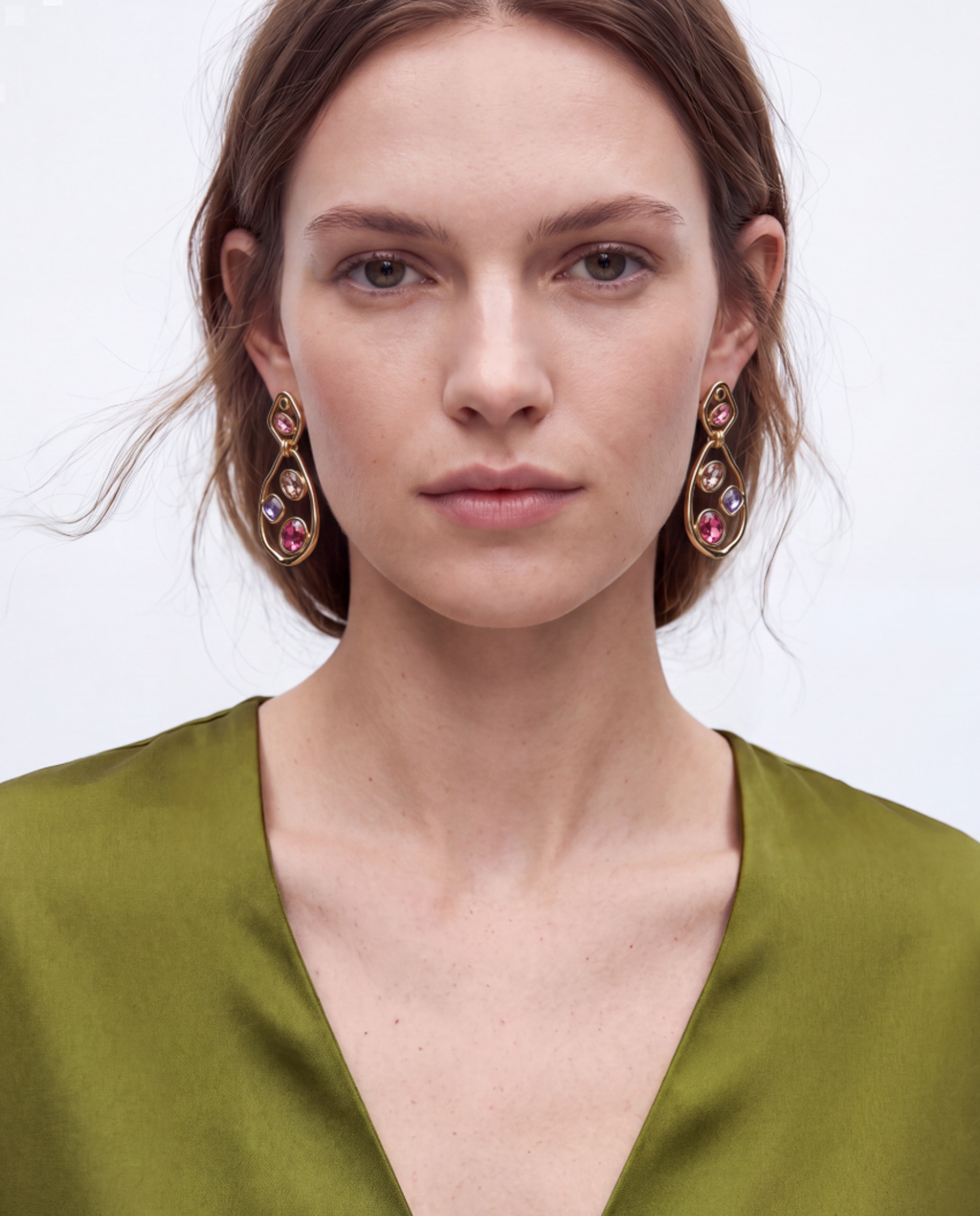 Pendientes africa con cristal acabados en oro amarillo de 18k - Luxenter - Multicolor Multicolor-2