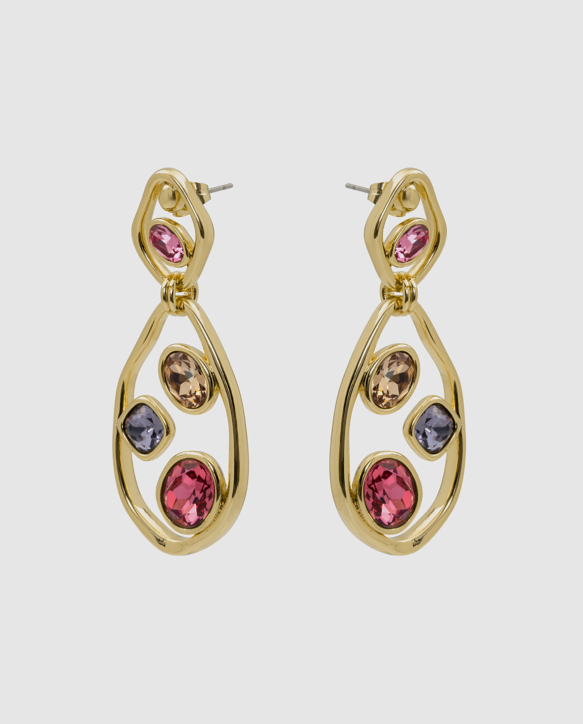 Pendientes africa con cristal acabados en oro amarillo de 18k - Luxenter - Multicolor Multicolor-3