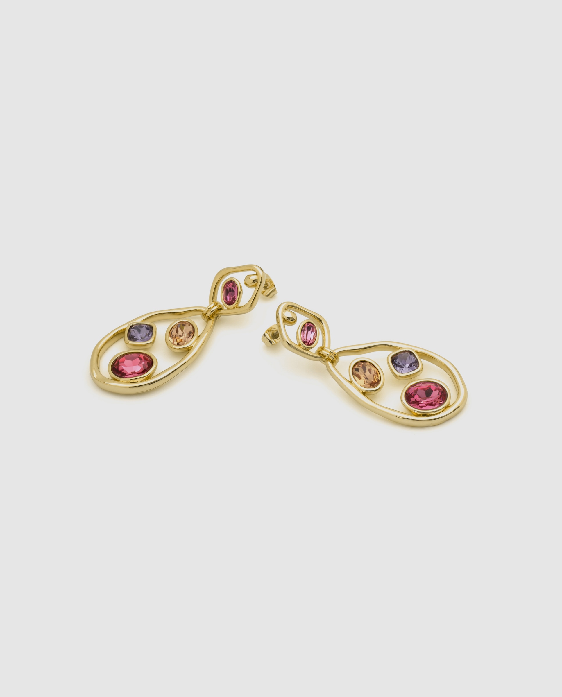 Pendientes africa con cristal acabados en oro amarillo de 18k - Luxenter - Multicolor Multicolor-6