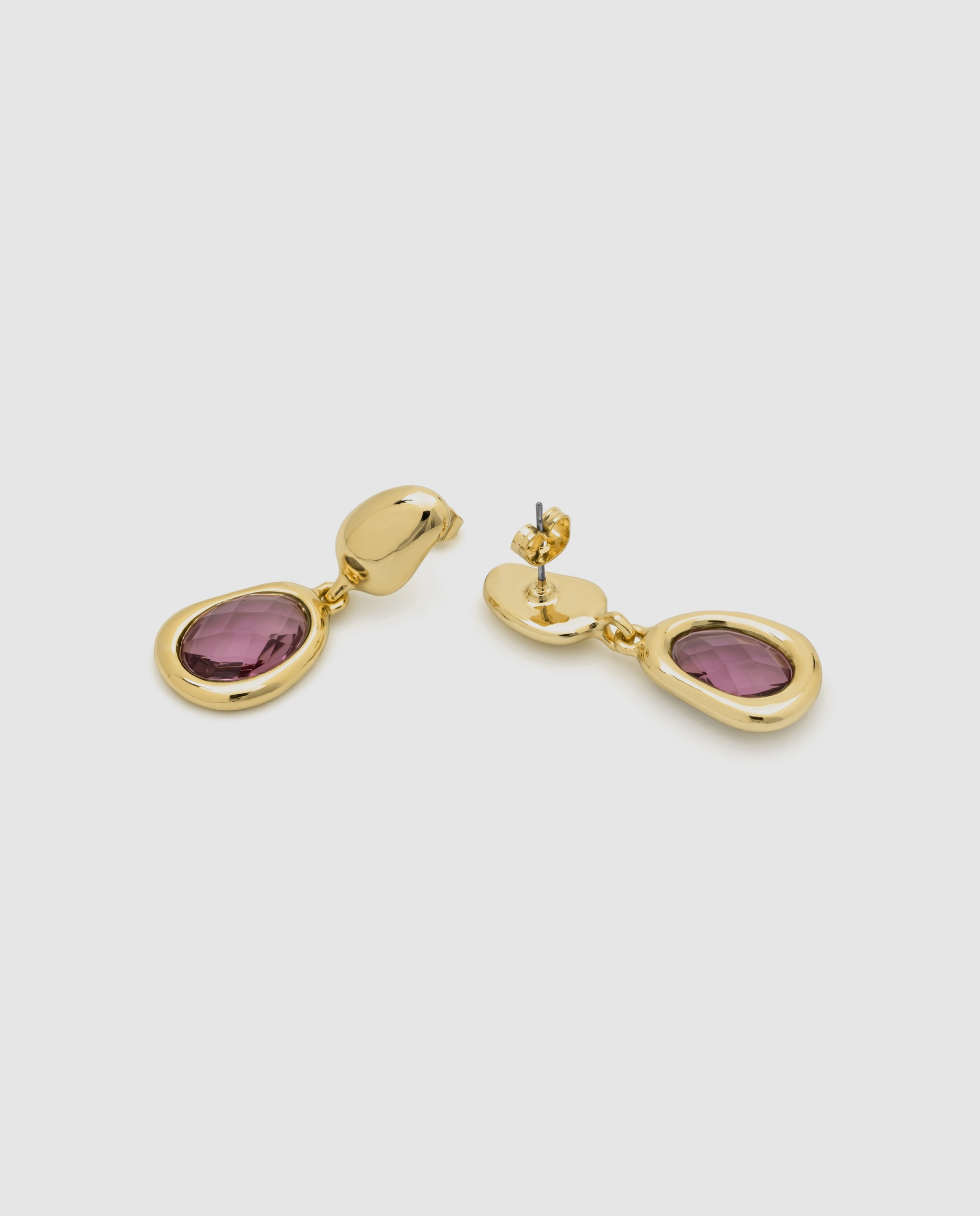 Pendientes africa con cristal acabados en oro amarillo de 18k - Luxenter - Morado Morado-6