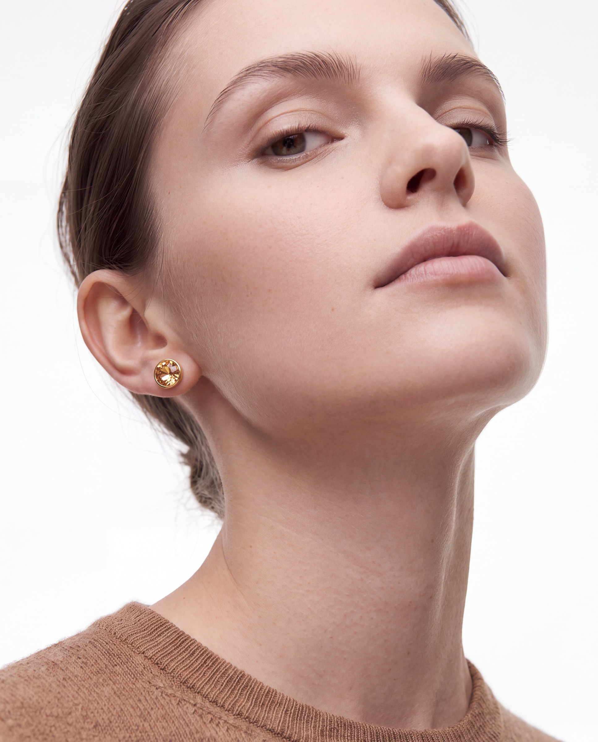 Pendientes africa con cristal acabados en oro amarillo de 18k - Luxenter - Naranja Naranja-5