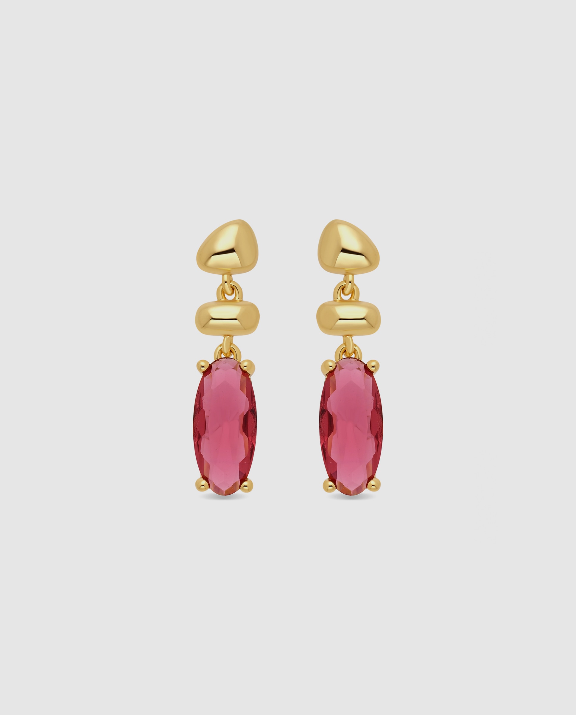 Pendientes africa con cristal acabados en oro amarillo de 18k - Luxenter - Rojo Rojo-1