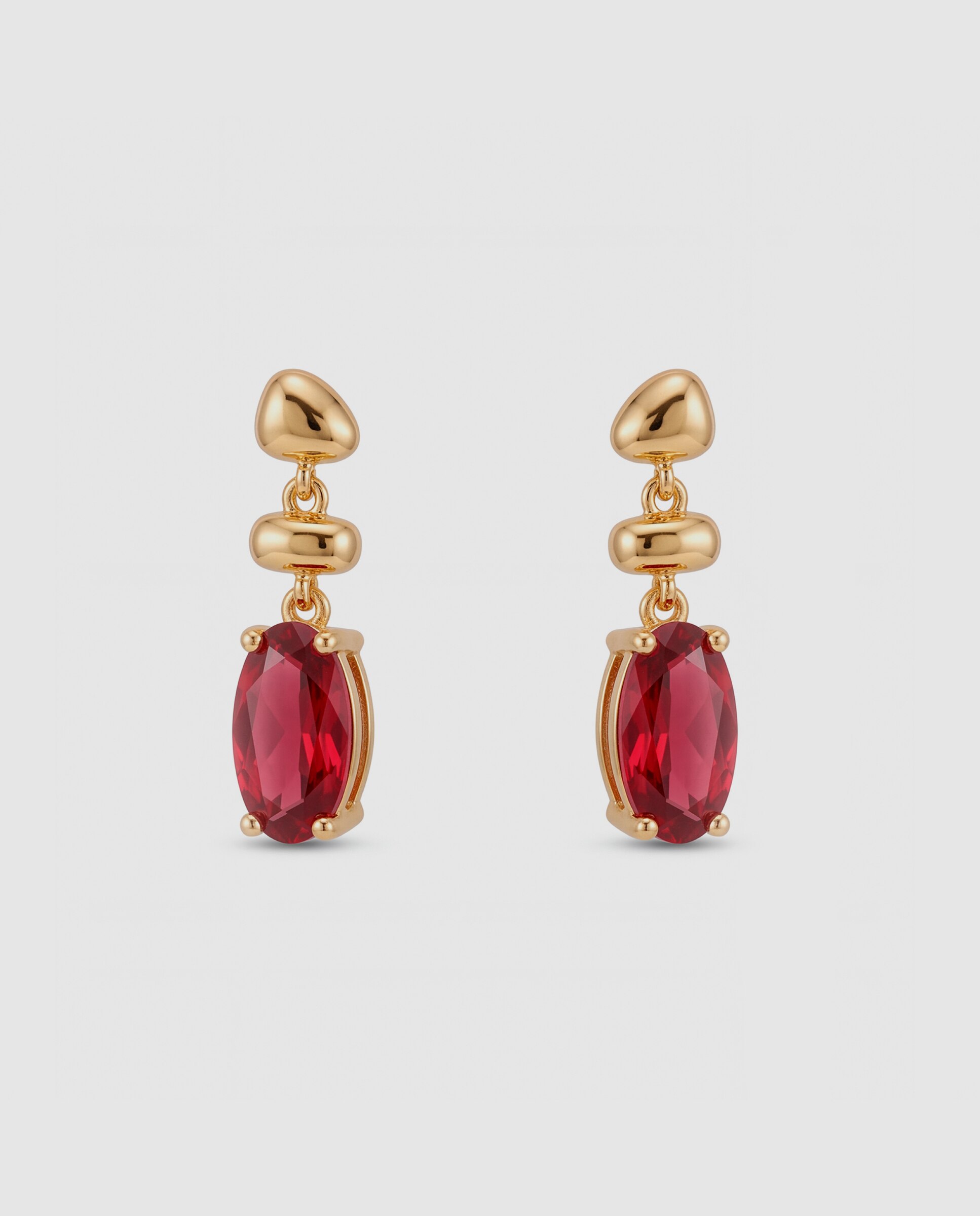 Pendientes africa con cristal acabados en oro amarillo de 18k - Luxenter - Rojo Rojo-3