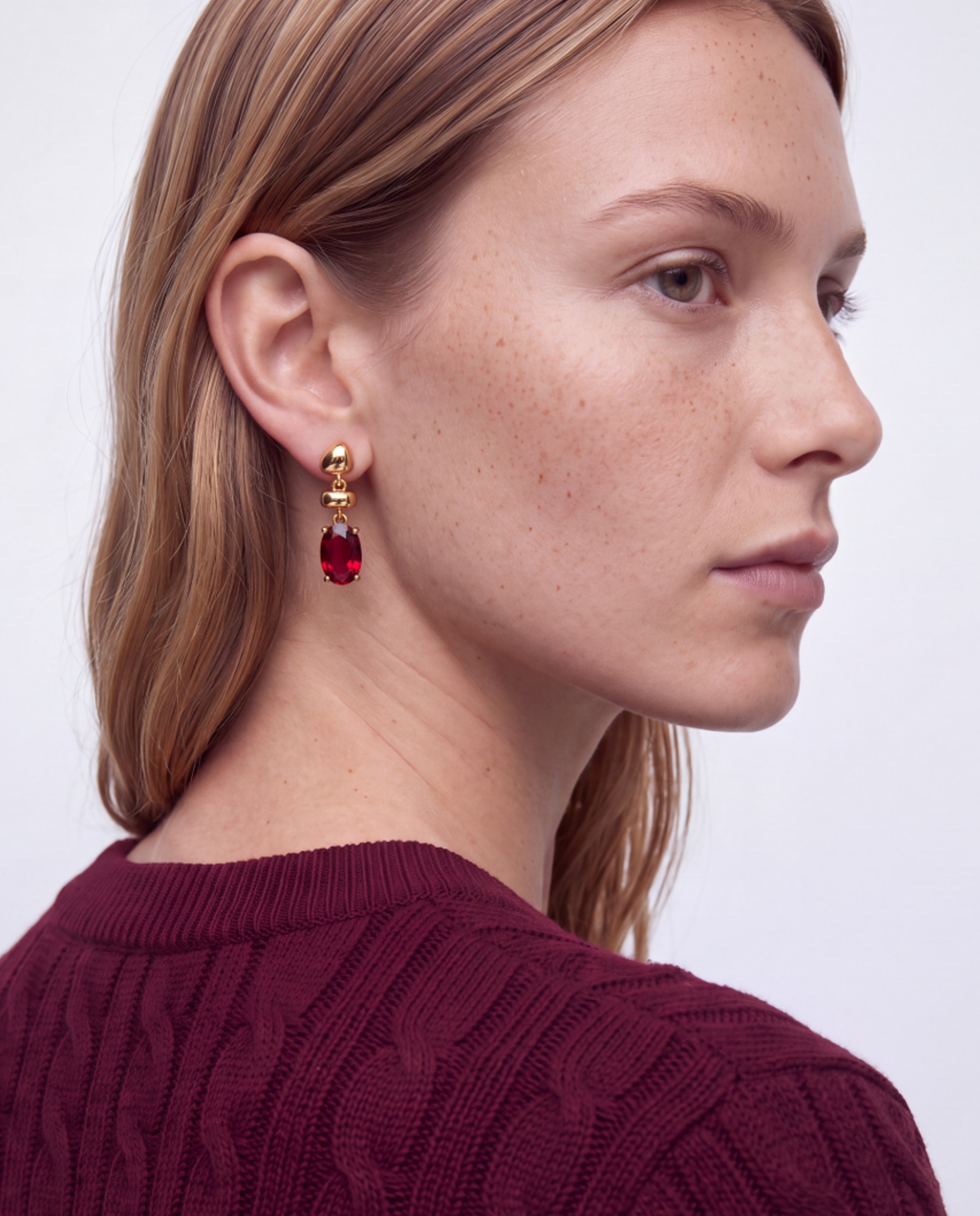 Pendientes africa con cristal acabados en oro amarillo de 18k - Luxenter - Rojo Rojo-5