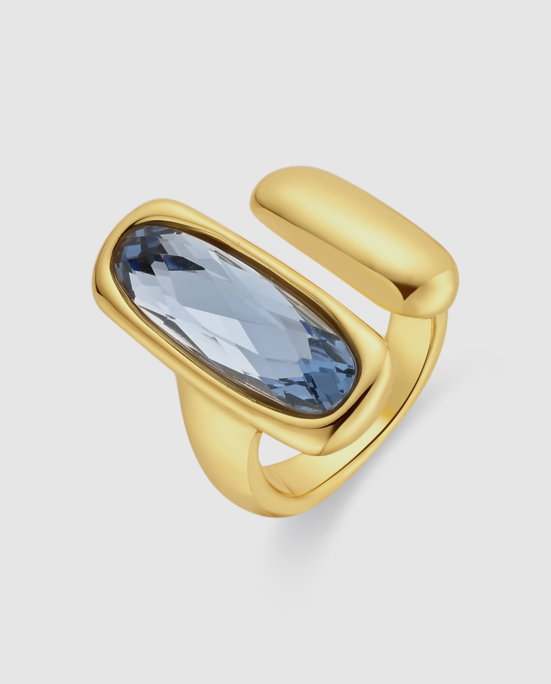 Imagen 0 de Anillo africa con cristal acabado en oro amarillo de 18k Azul
