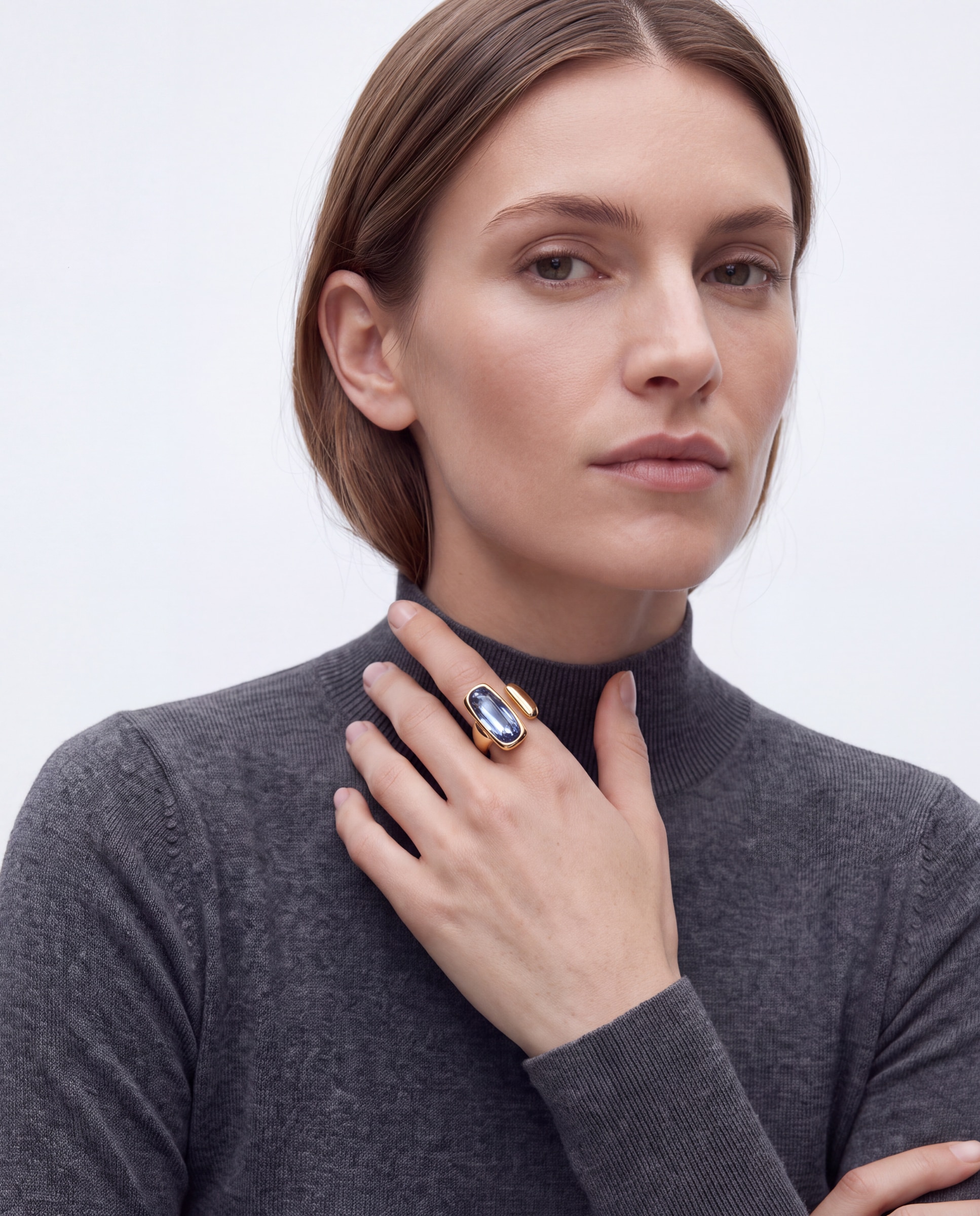 Anillo africa con cristal acabado en oro amarillo de 18k - Luxenter - Azul Azul-2