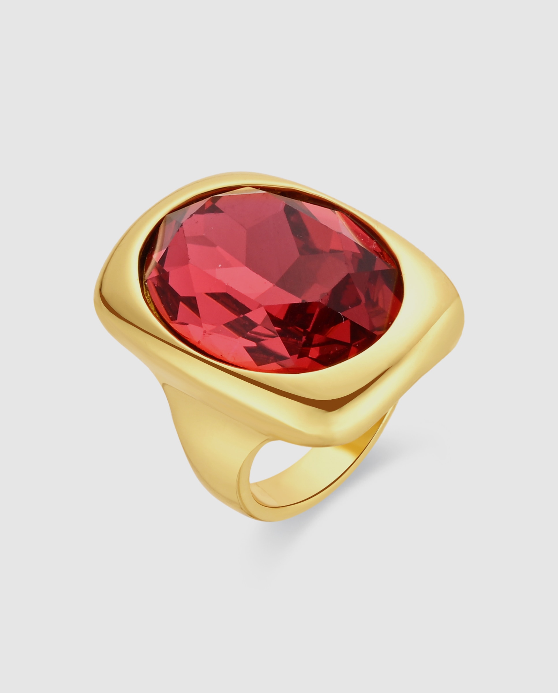 Anillo africa con cristal acabado en oro amarillo de 18k - Luxenter - Rojo Rojo-1