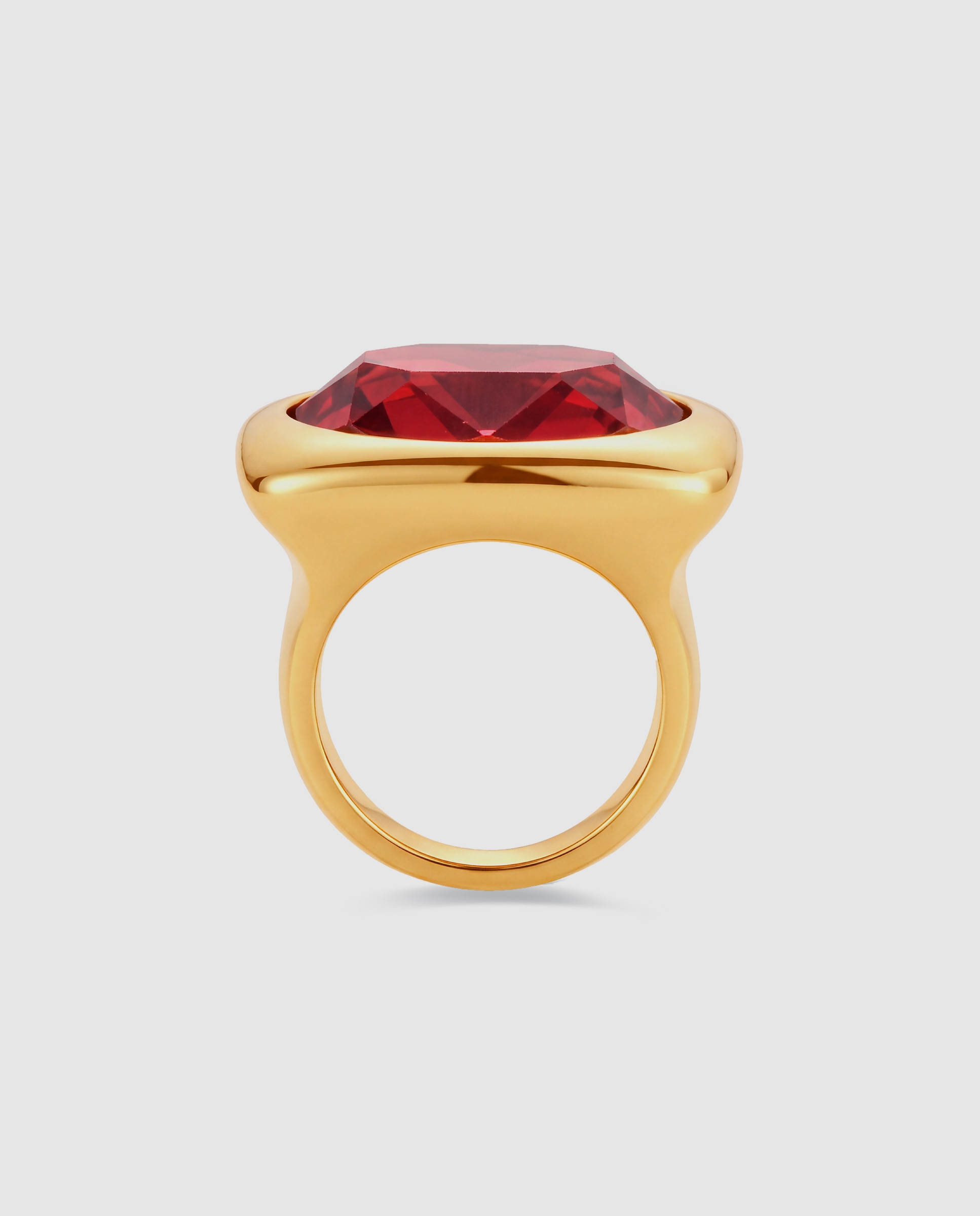 Anillo africa con cristal acabado en oro amarillo de 18k - Luxenter - Rojo Rojo-7