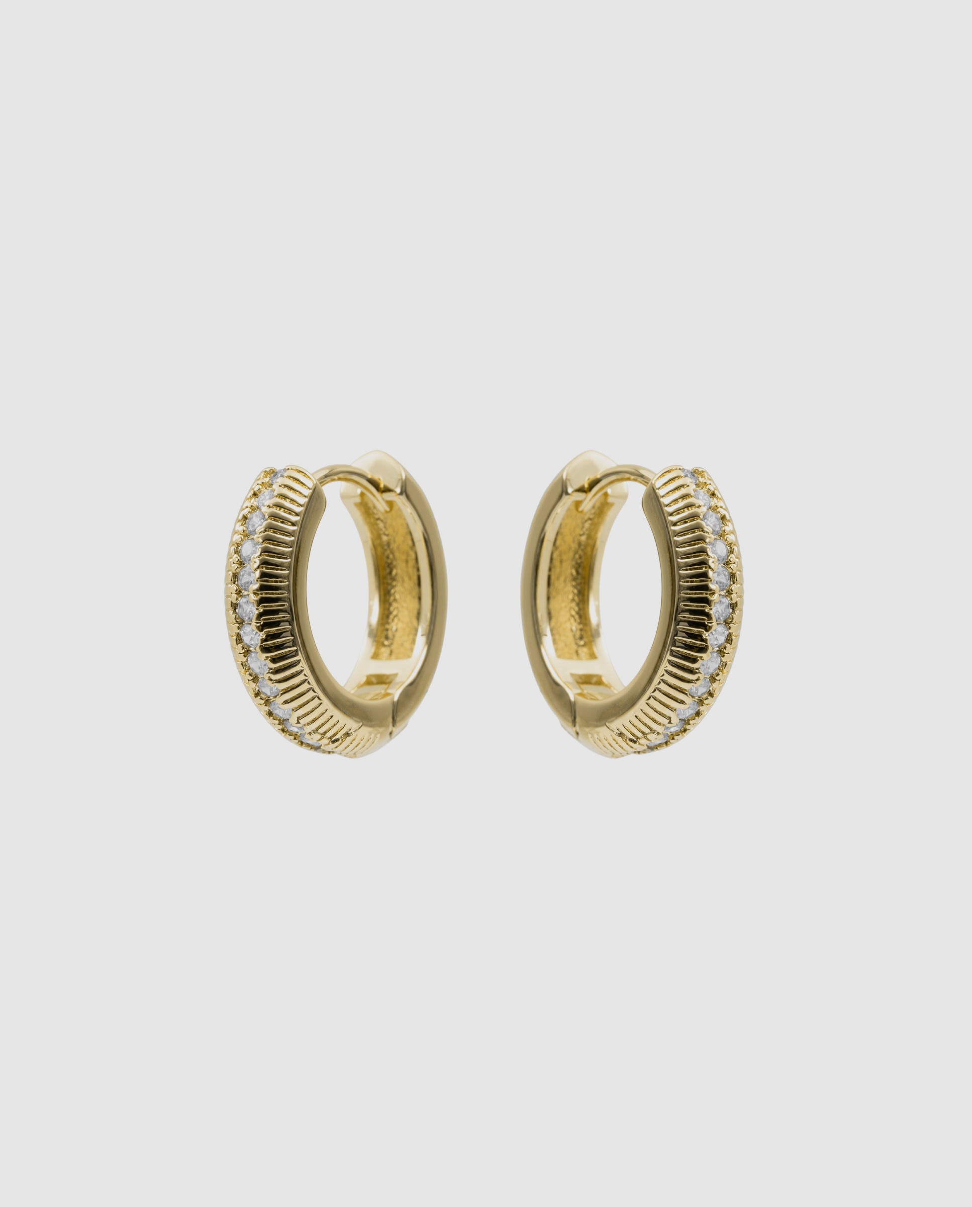 Pendientes acabados en oro amarillo 18k con circonita brillante - Luxenter - Dorado Dorado-3