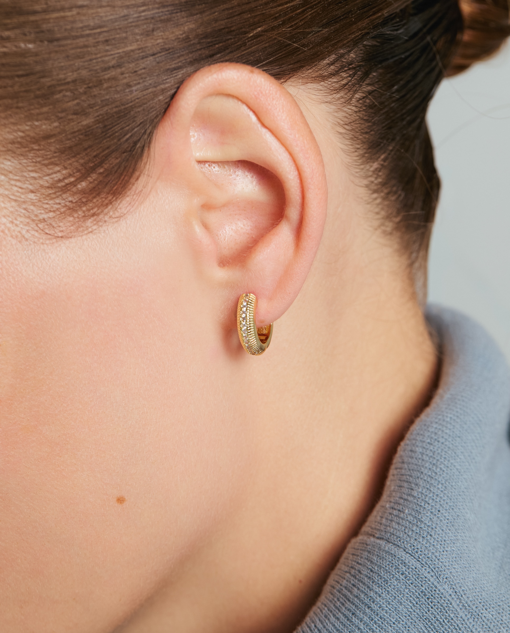 Pendientes acabados en oro amarillo 18k con circonita brillante - Luxenter - Dorado Dorado-4