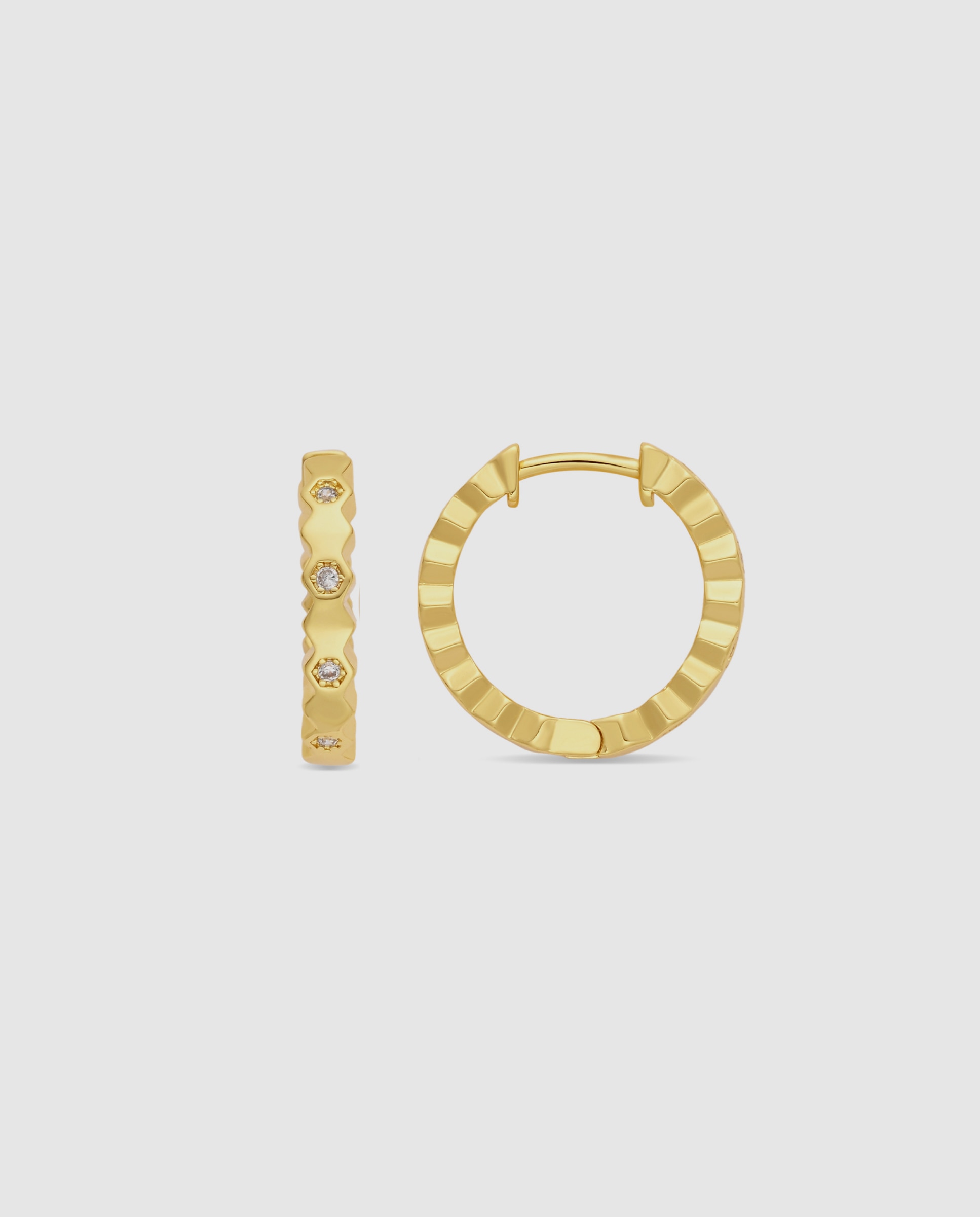 Pendientes acabados en oro amarillo 18k con circonita brillante - Luxenter - Dorado Dorado-1