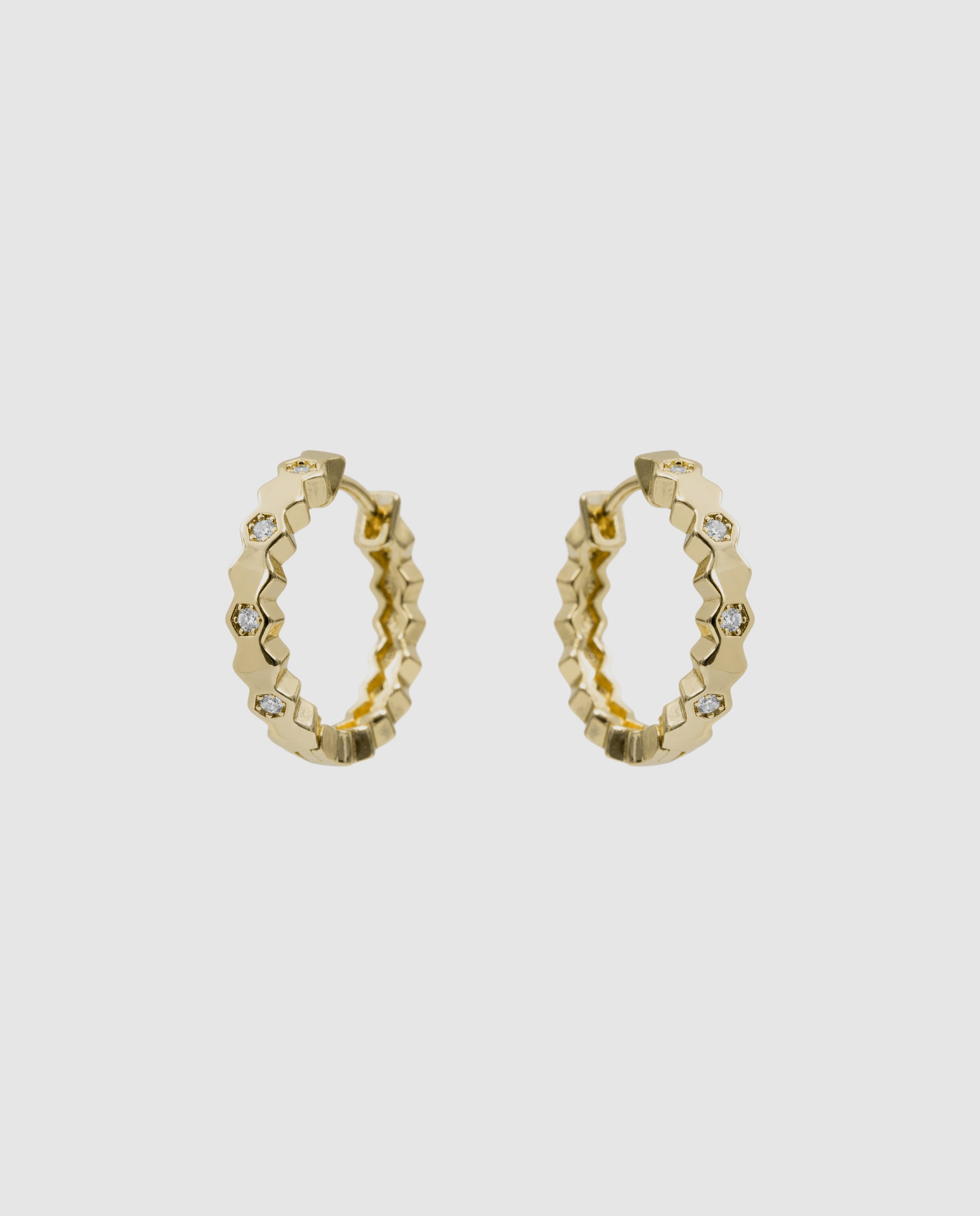 Pendientes acabados en oro amarillo 18k con circonita brillante - Luxenter - Dorado Dorado-3