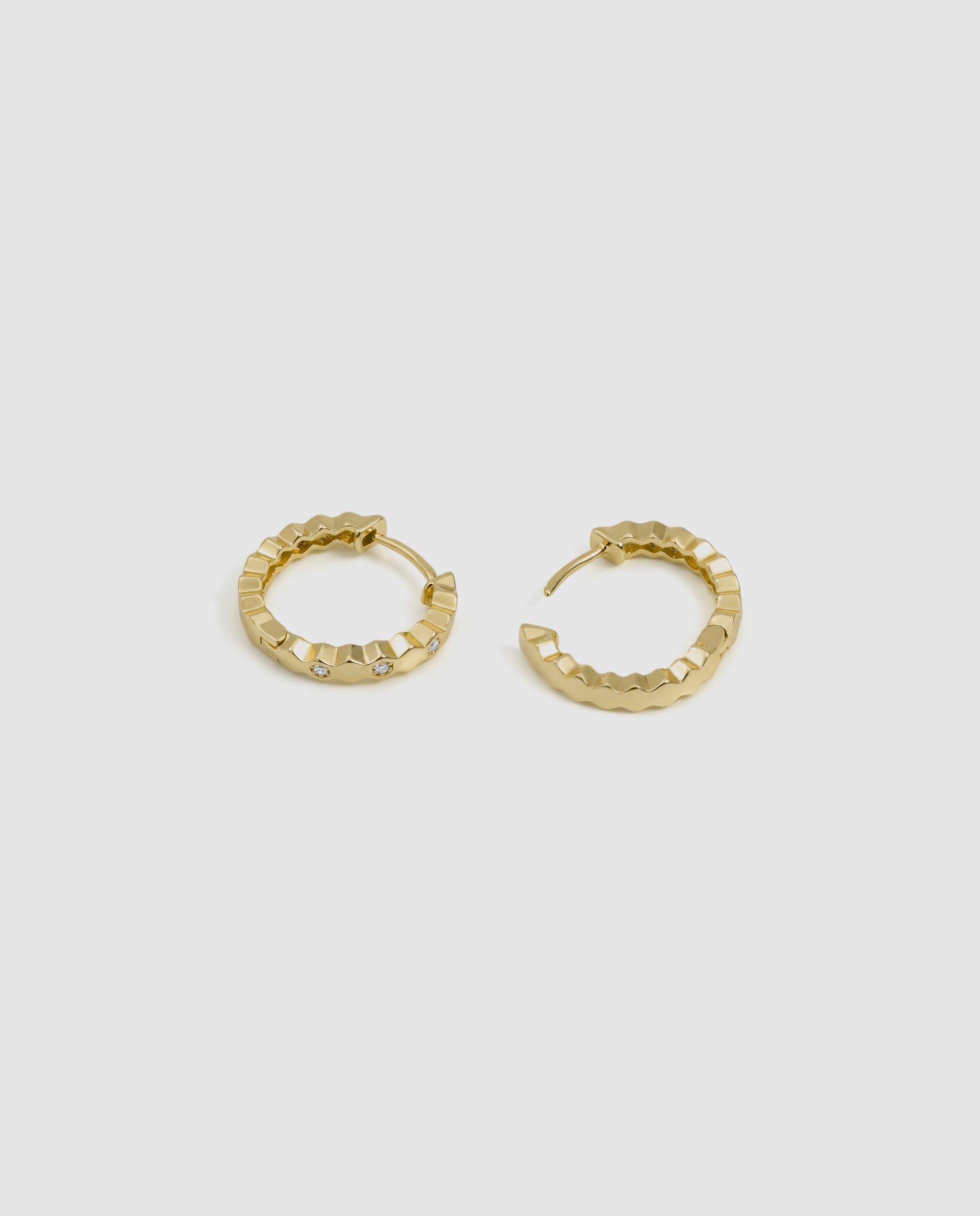 Pendientes acabados en oro amarillo 18k con circonita brillante - Luxenter - Dorado Dorado-6