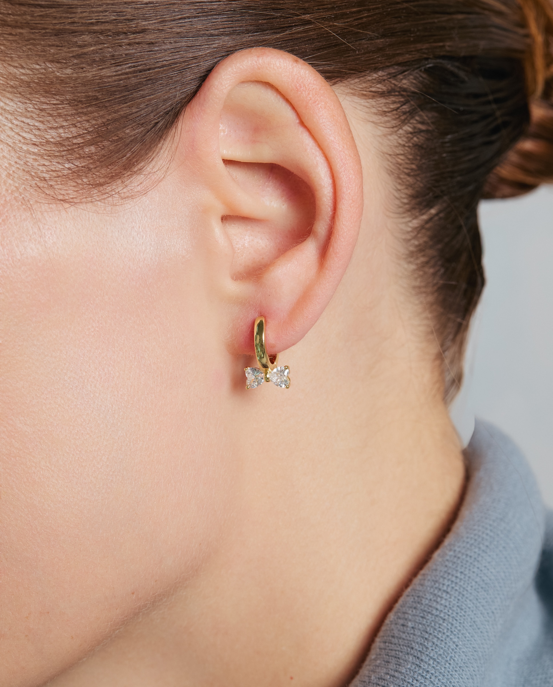 Pendientes acabados en oro amarillo 18k con circonita brillante - Luxenter - Dorado Dorado-4